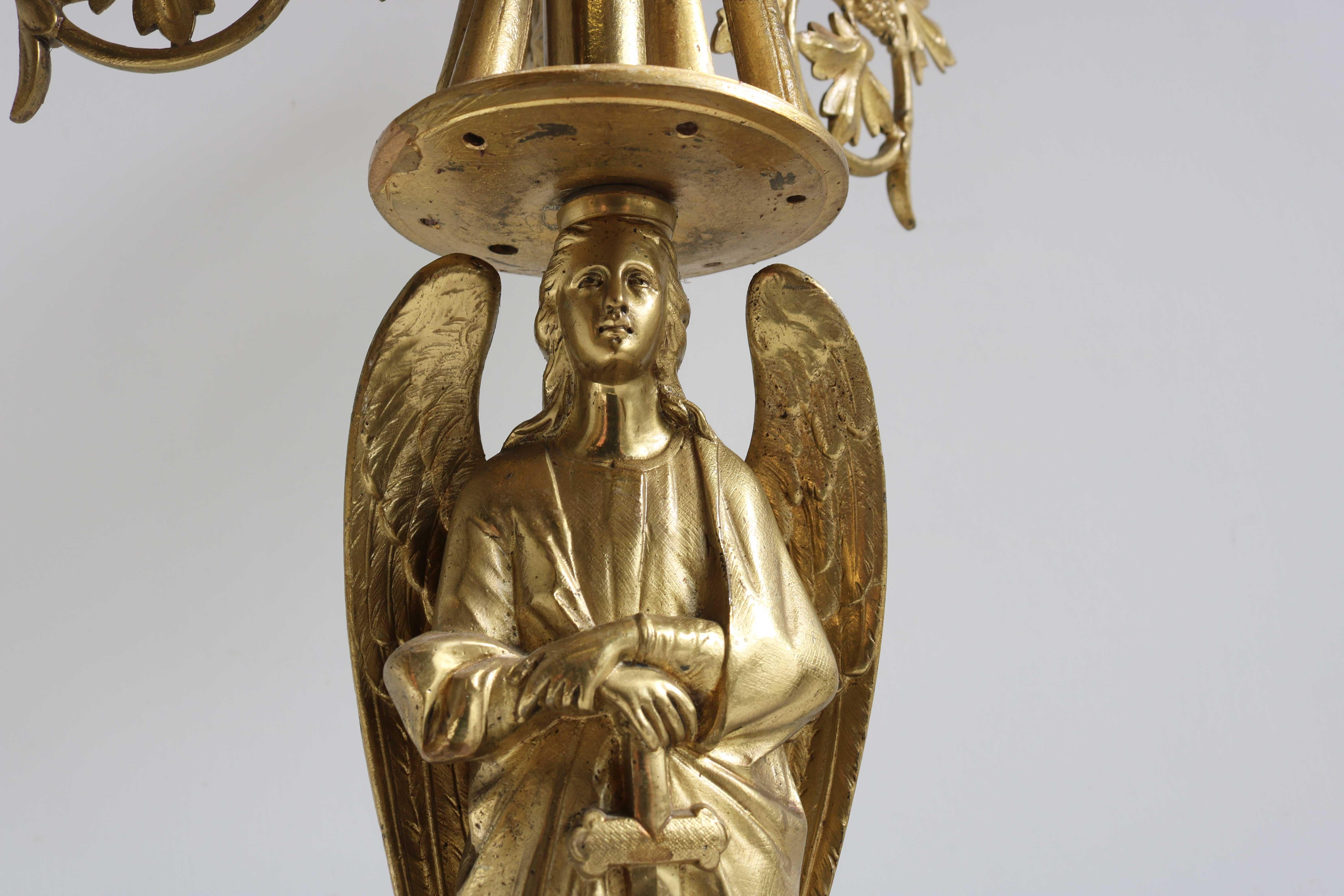 Antique Gothic Ornate Brass Plated Candelabra, Angel, Altar/Church Candlestick 4