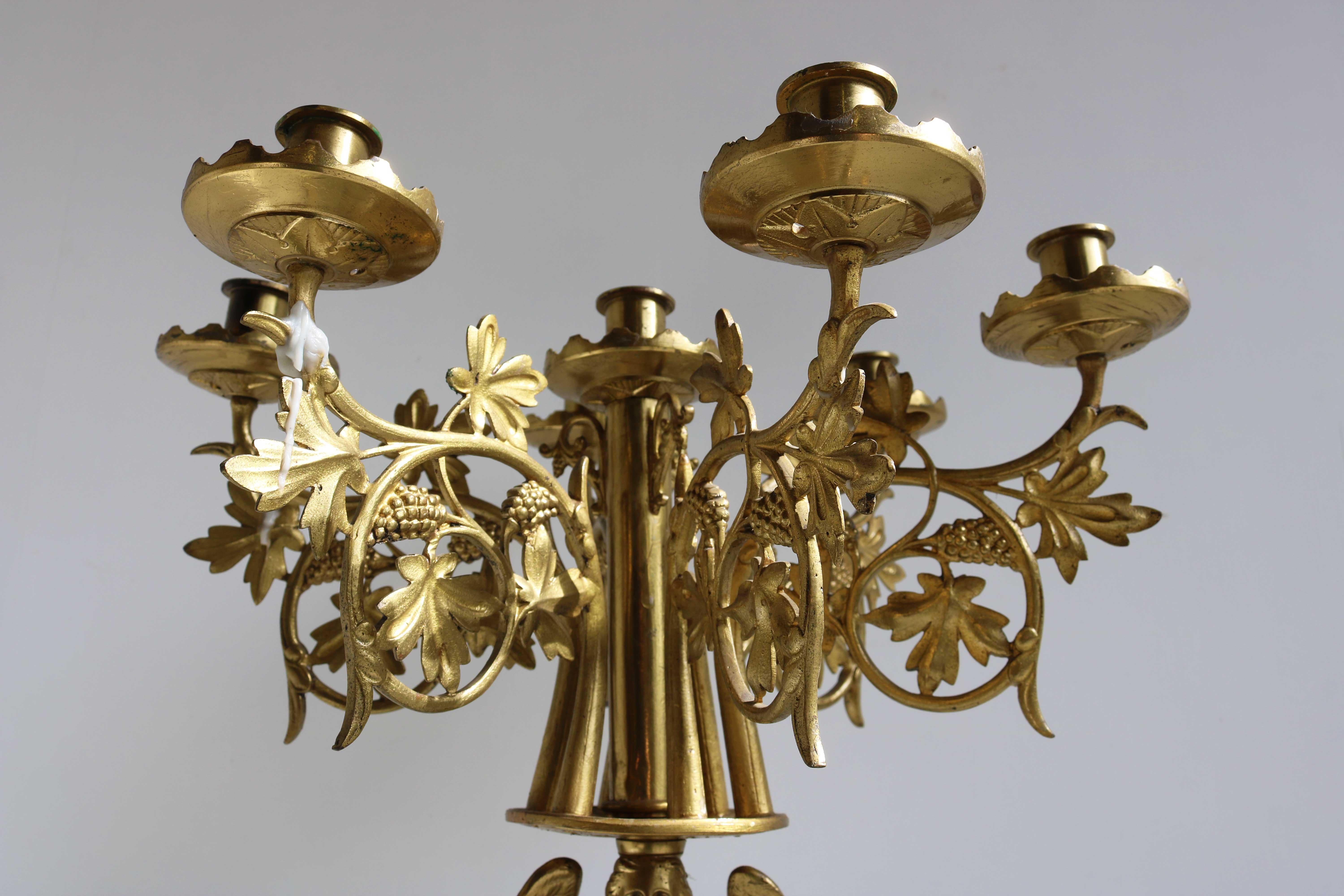 Antique Gothic Ornate Brass Plated Candelabra, Angel, Altar/Church Candlestick 1