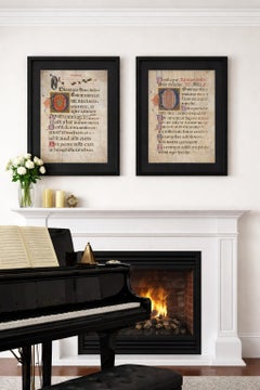 Antique Gothic Rare Illuminated Antiphonal Leaves on Vellum, Italy 14th-15th C.