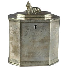 Antique Gothique Reed and Barton Silver Plate Figural Tea Caddy with Goat