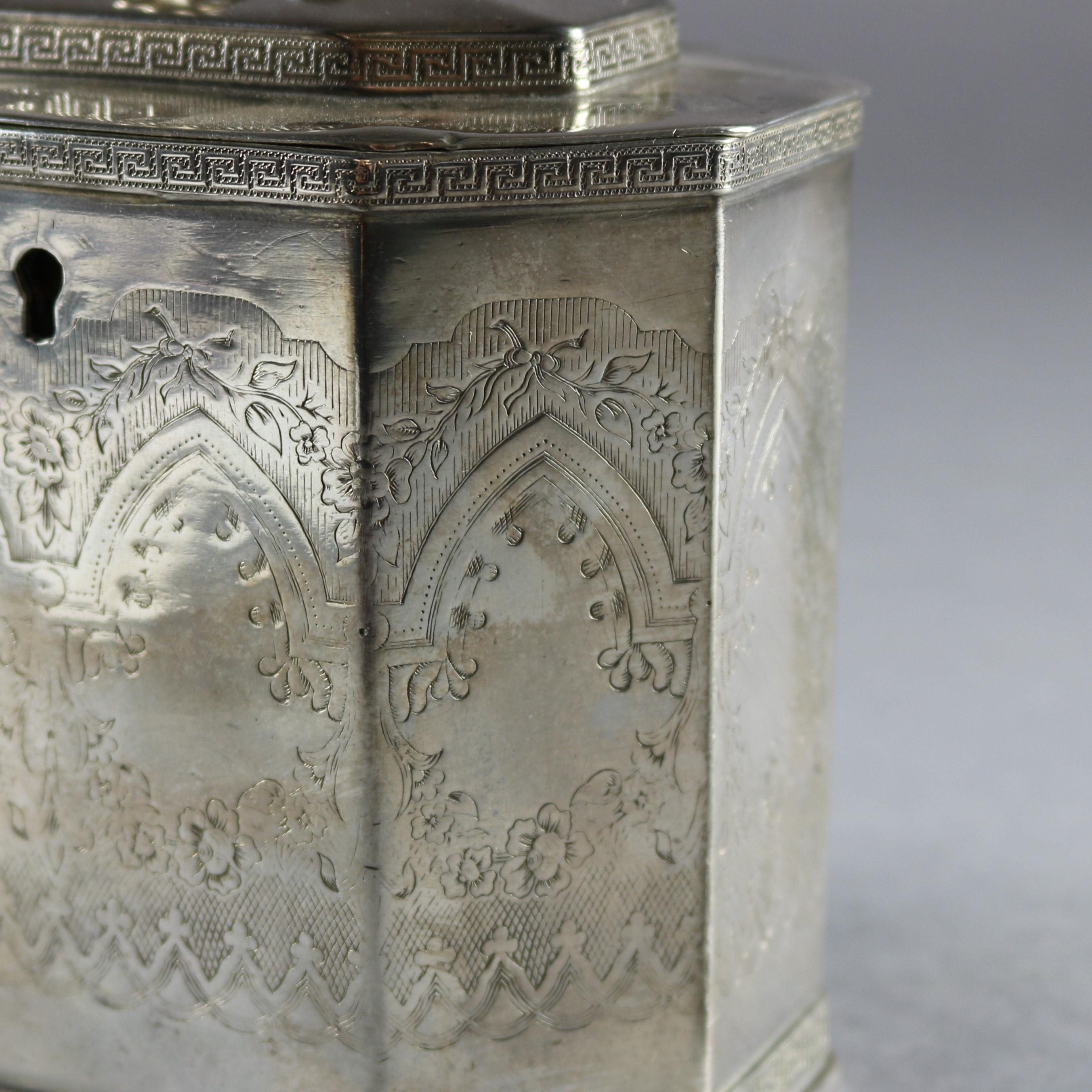 Antique Gothic Reed and Barton Silver Plate Figural Tea Caddy with Goat In Good Condition In Big Flats, NY