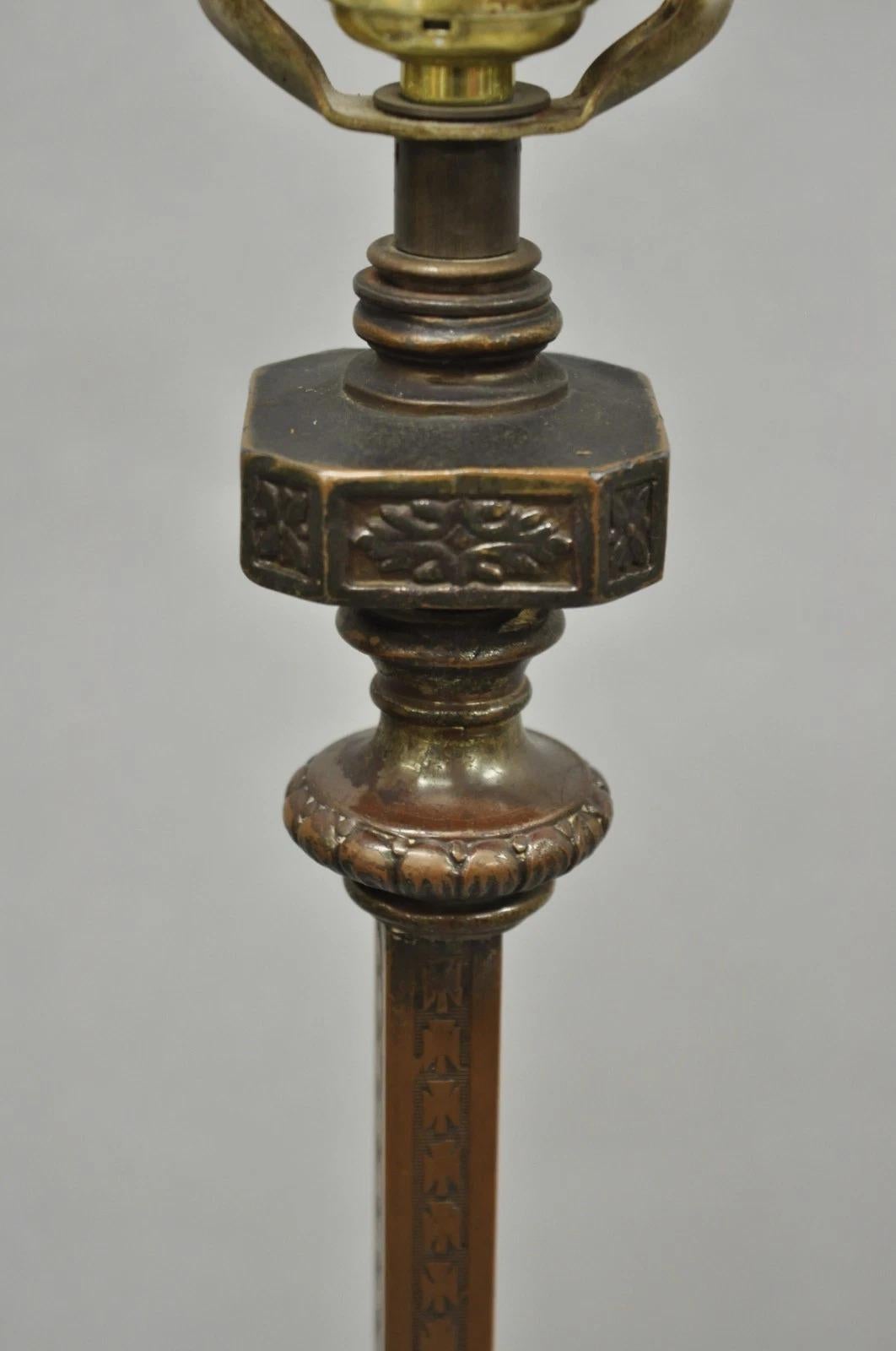 Antique Gothic Renaissance Oscar Bach Style Bronze Paw Foot Pole Floor Lamp For Sale 1