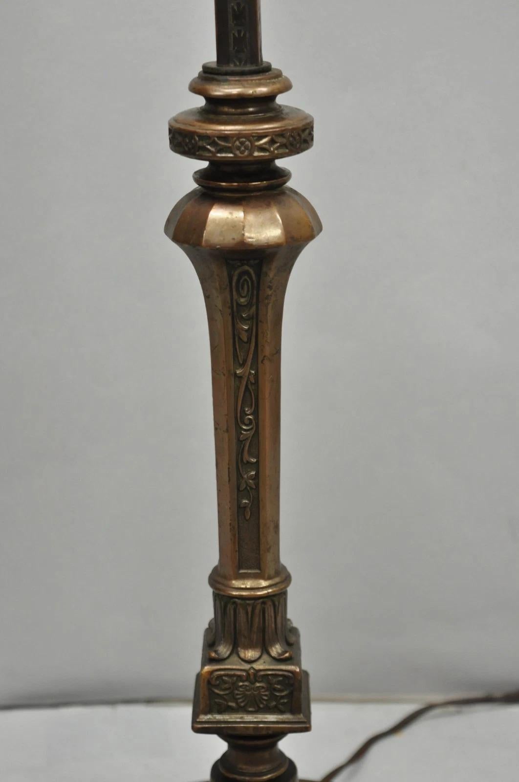 Antique Gothic Renaissance Oscar Bach Style Bronze Paw Foot Pole Floor Lamp For Sale 4