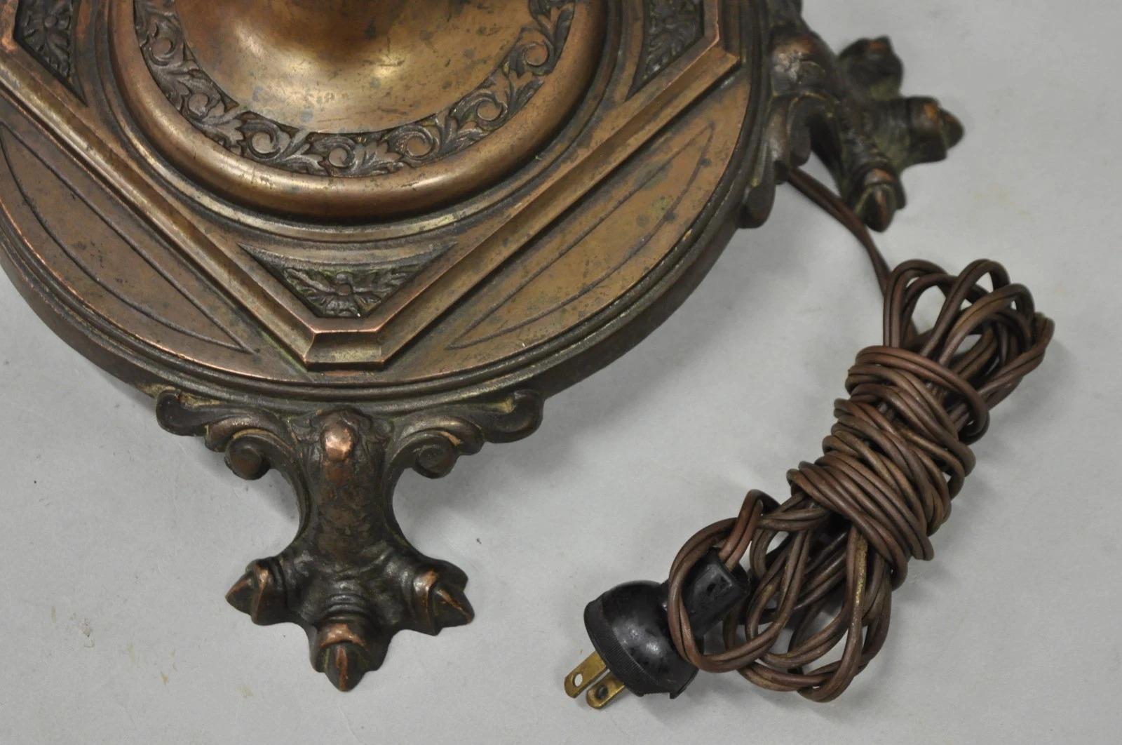 Antique Gothic Renaissance Oscar Bach Style Bronze Paw Foot Pole Floor Lamp For Sale 5