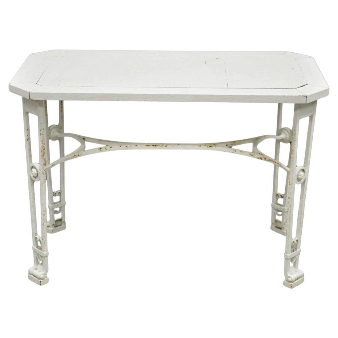 Antique Gothic Renaissance Wrought Iron Stretcher Base Potting Side Table (B)
