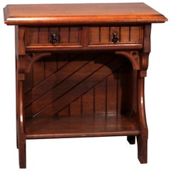 Antique Gothic Revival Carved and Cutout Walnut Single Drawer Console Table