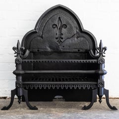 Antique Gothic Revival Cast Iron Fire Basket