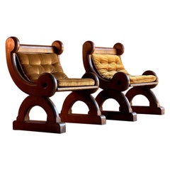 Antique Gothic Revival Church Chairs Ecclesiastical Victorian, circa 1850