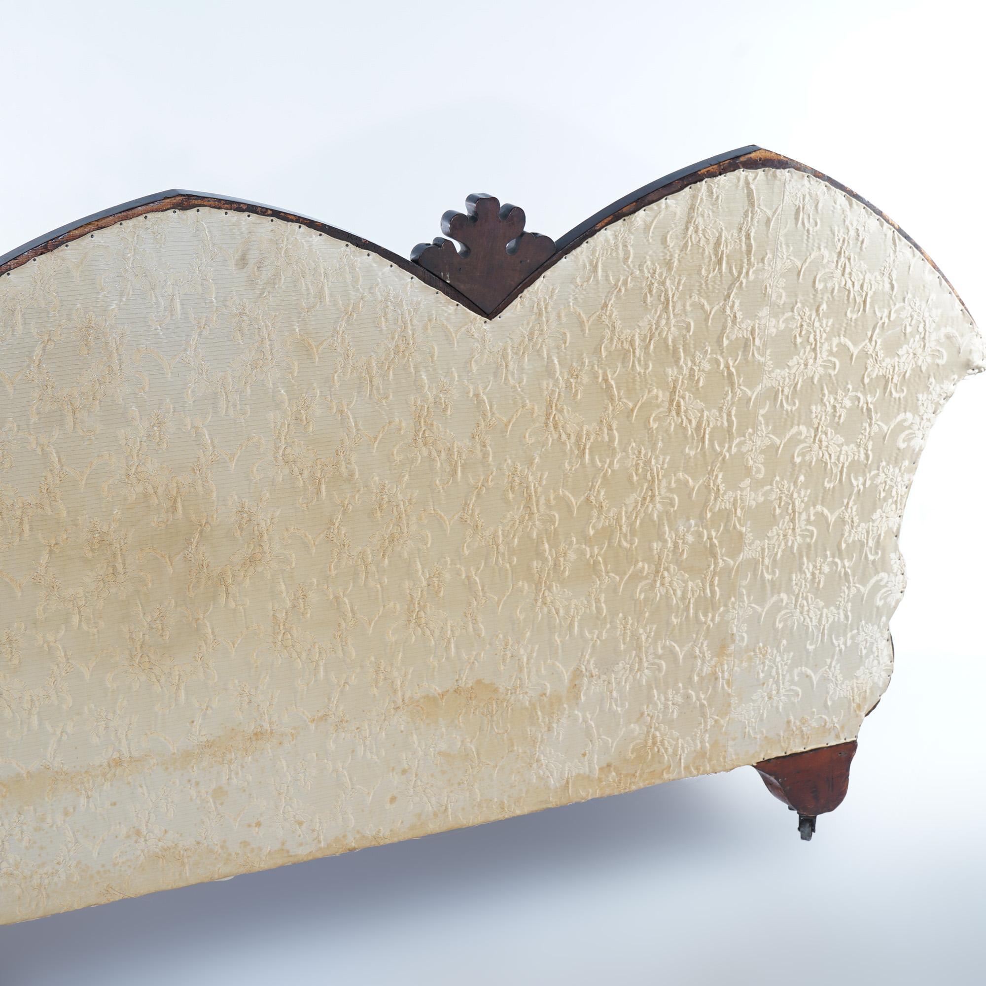 Antique Gothic Revival Classical Flame Mahogany Upholstered Sofa Circa 1850 9