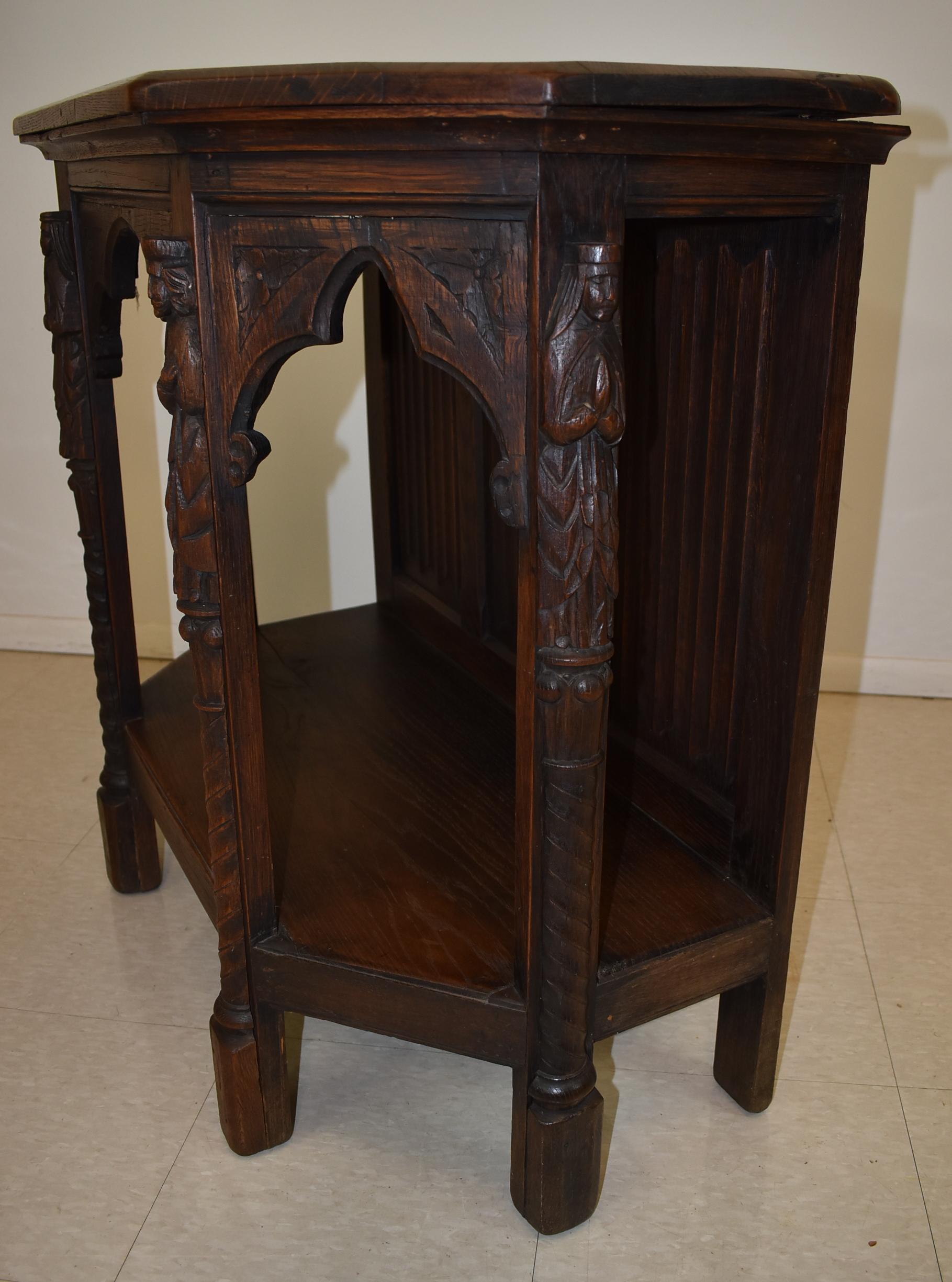 Unknown Antique Gothic Revival Console Table Carved Figural People