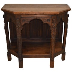 Antique Gothic Revival Console Table Carved Figural People Antique Gothic Revival Console Table Carved Figural People