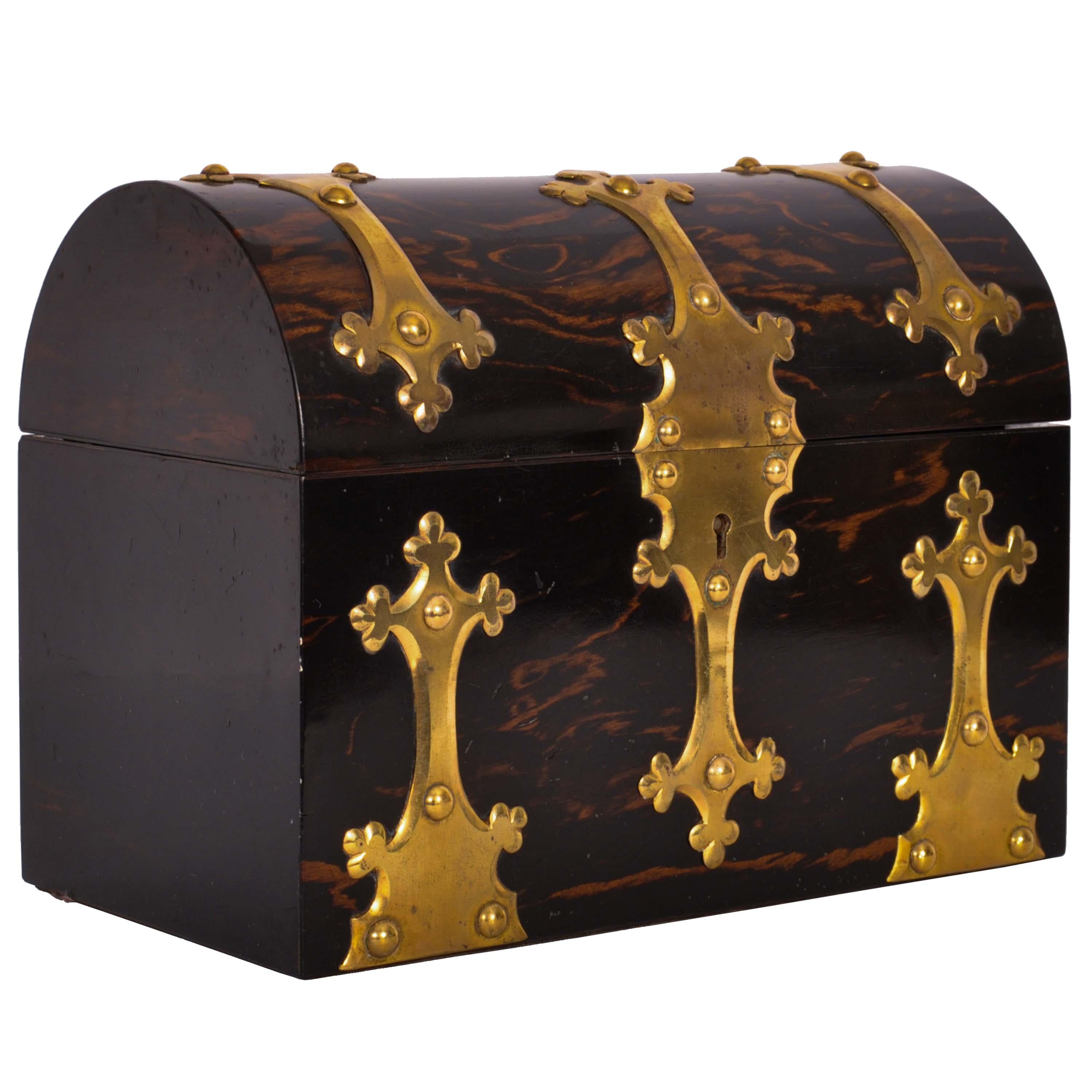 A fine antique Gothic Revival Coromandel (Calamander) domed top stationery box, Toulmin & Gale, London, circa 1865.

The box made from the exotic hardwood known as Coromandel, from Sri lanka & India, sadly now logged to extinction. The box being in
