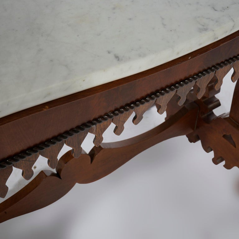 Antique Gothic Revival Flame Mahogany and Marble Trestle Parlor Center ...