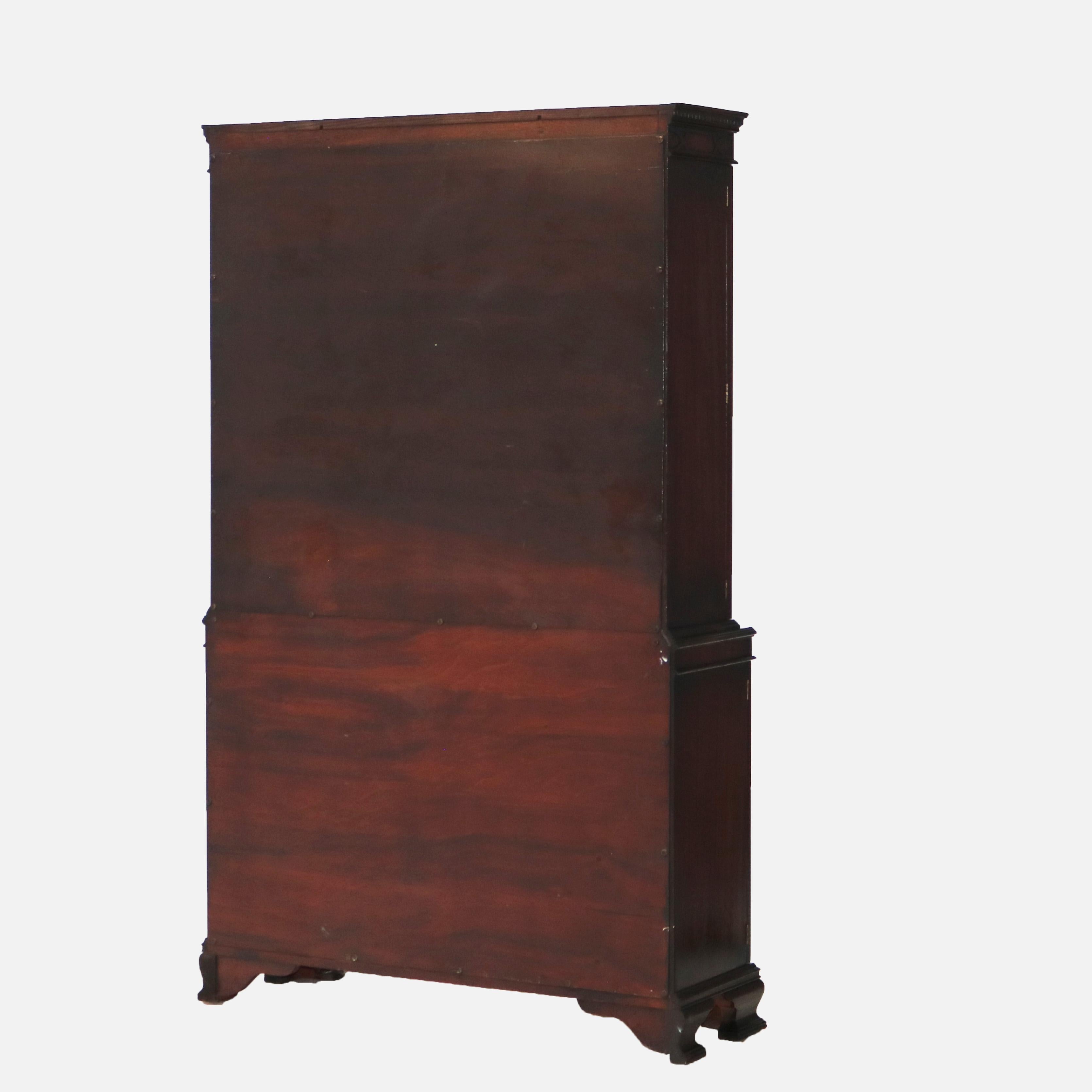 Antique Revival Flame Mahogany Step Back China Cabinet C1930 en vente 5