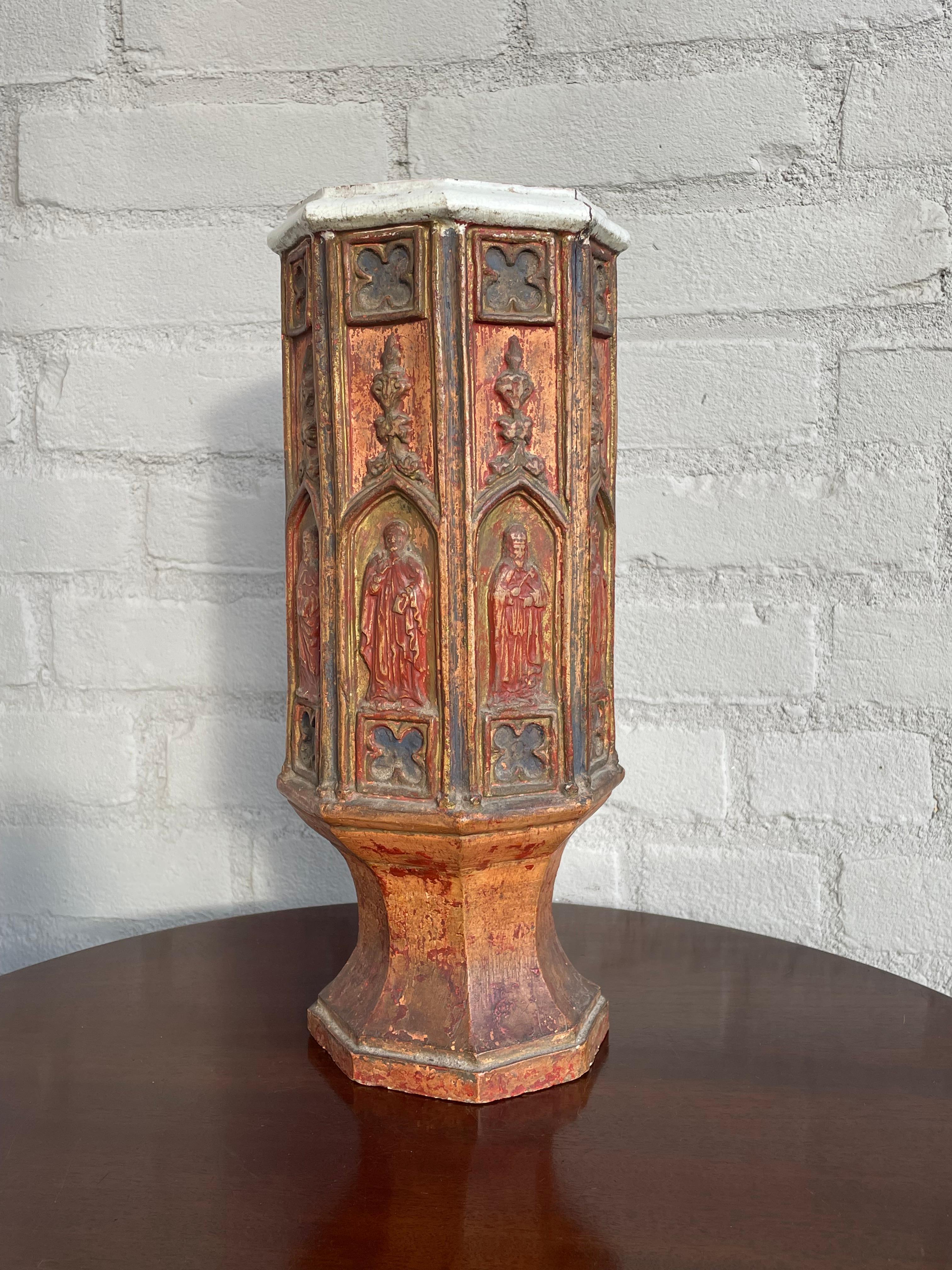 Amazing workmanship and truly ancient looking, Medieval style antique Sanctuary vase.

This great looking and all handcrafted Gothic Revival vase is the first one of its kind that we have ever seen. Since we cannot find another one anywhere in the