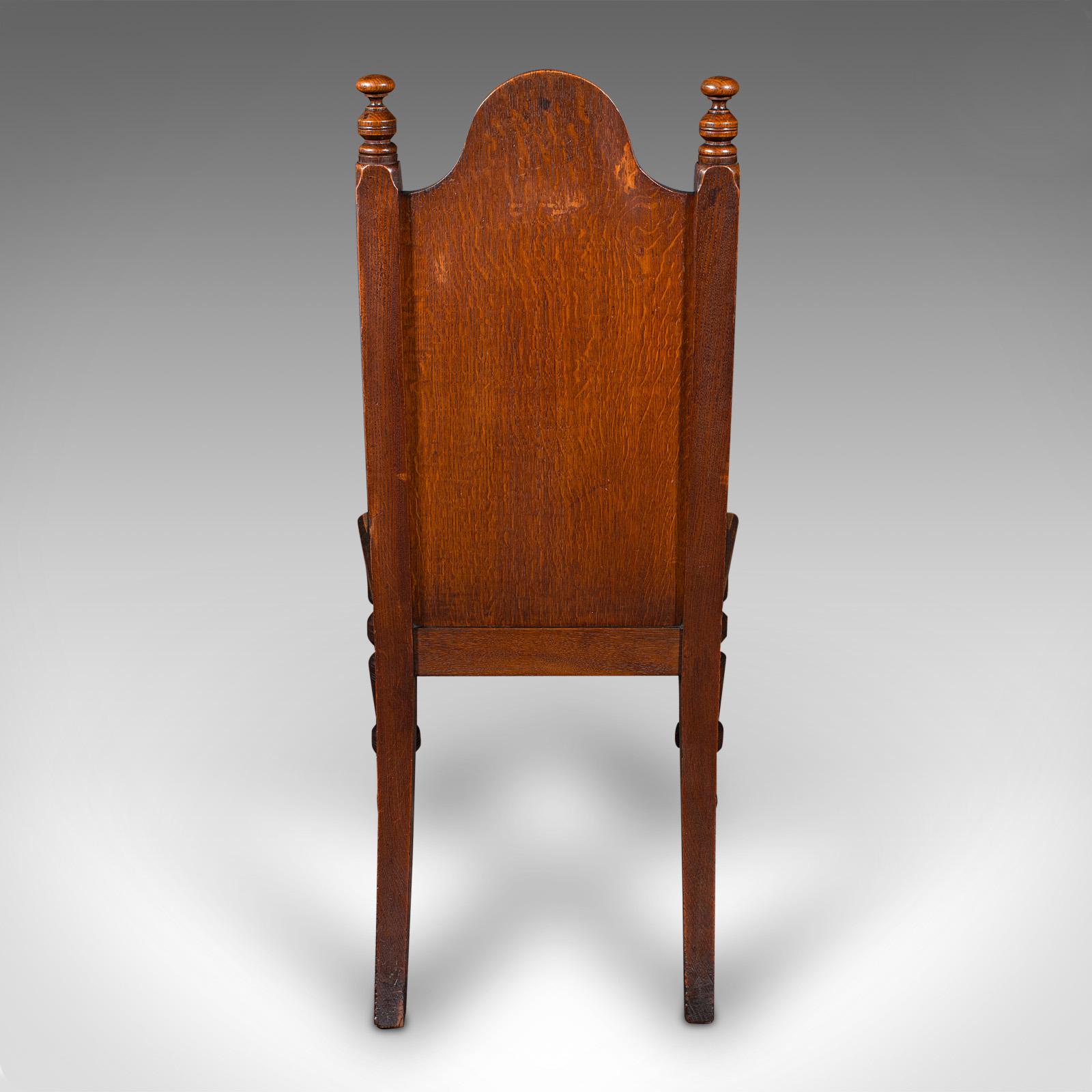 Antique Gothic Revival Hall Chair, Scottish Oak, Reception Seat, Victorian, 1870 In Good Condition For Sale In Hele, Devon, GB