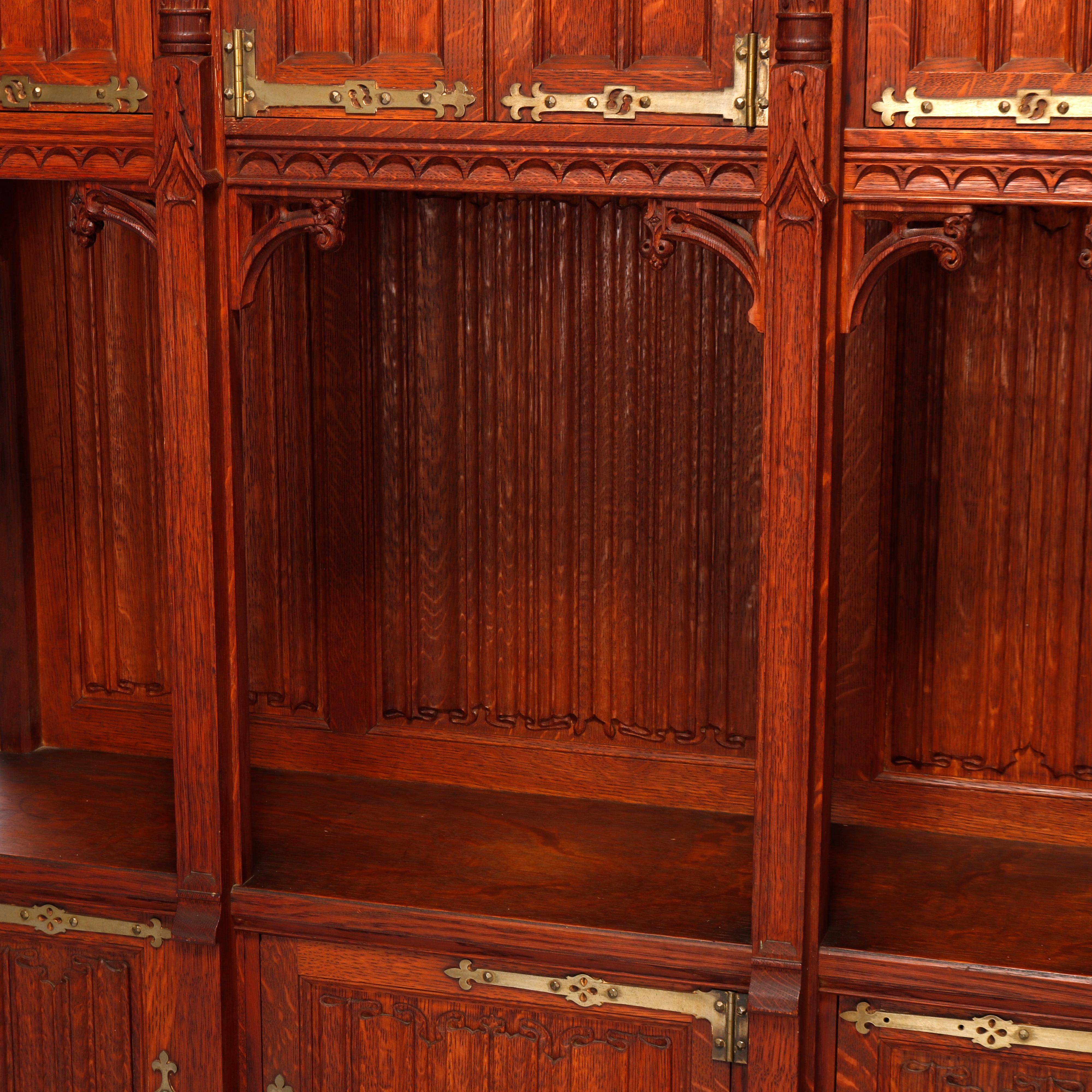 Antique Gothic Revival Kimbel & Cabus School Carved Oak Cabinet, 20th C 5