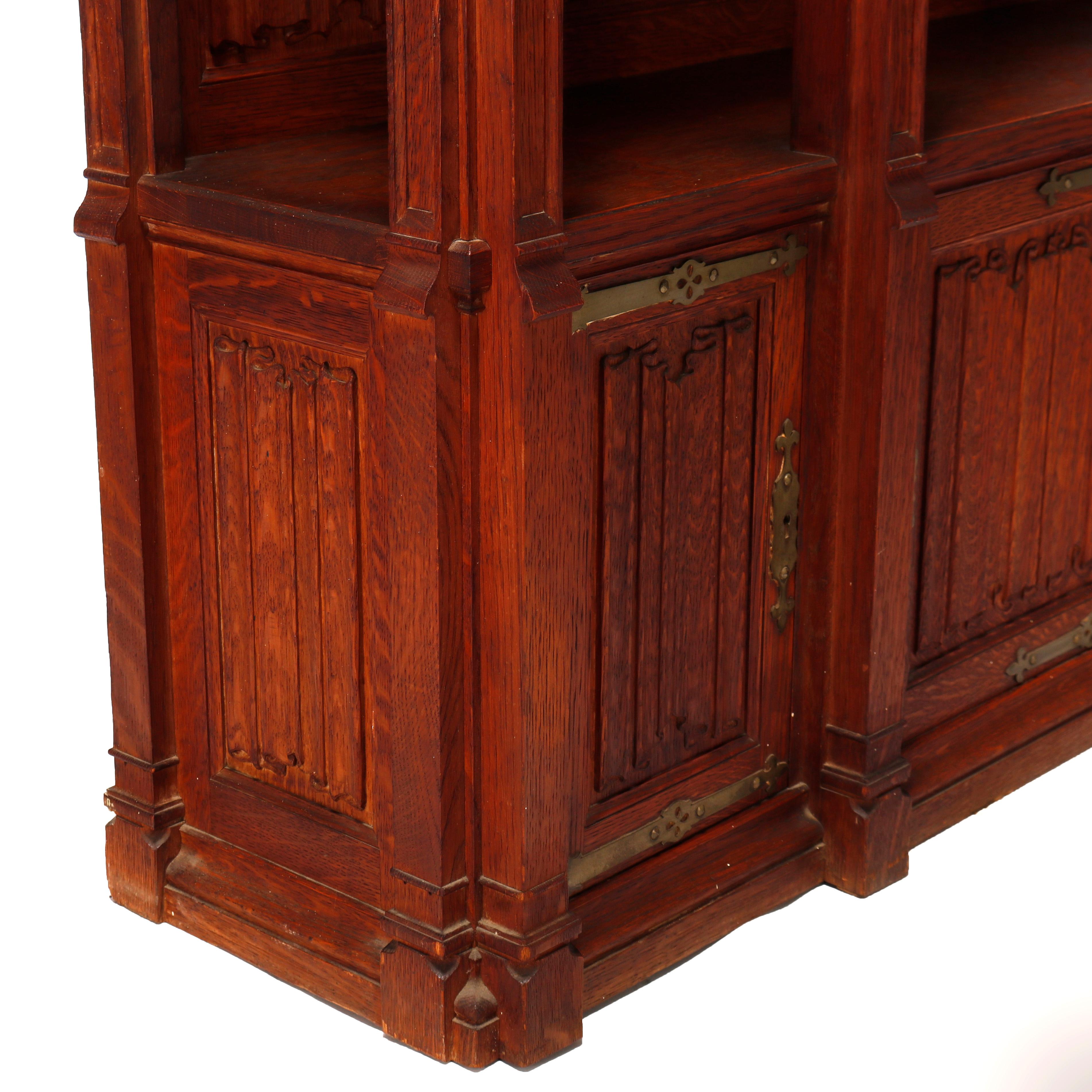 Antique Gothic Revival Kimbel & Cabus School Carved Oak Cabinet, 20th C 8