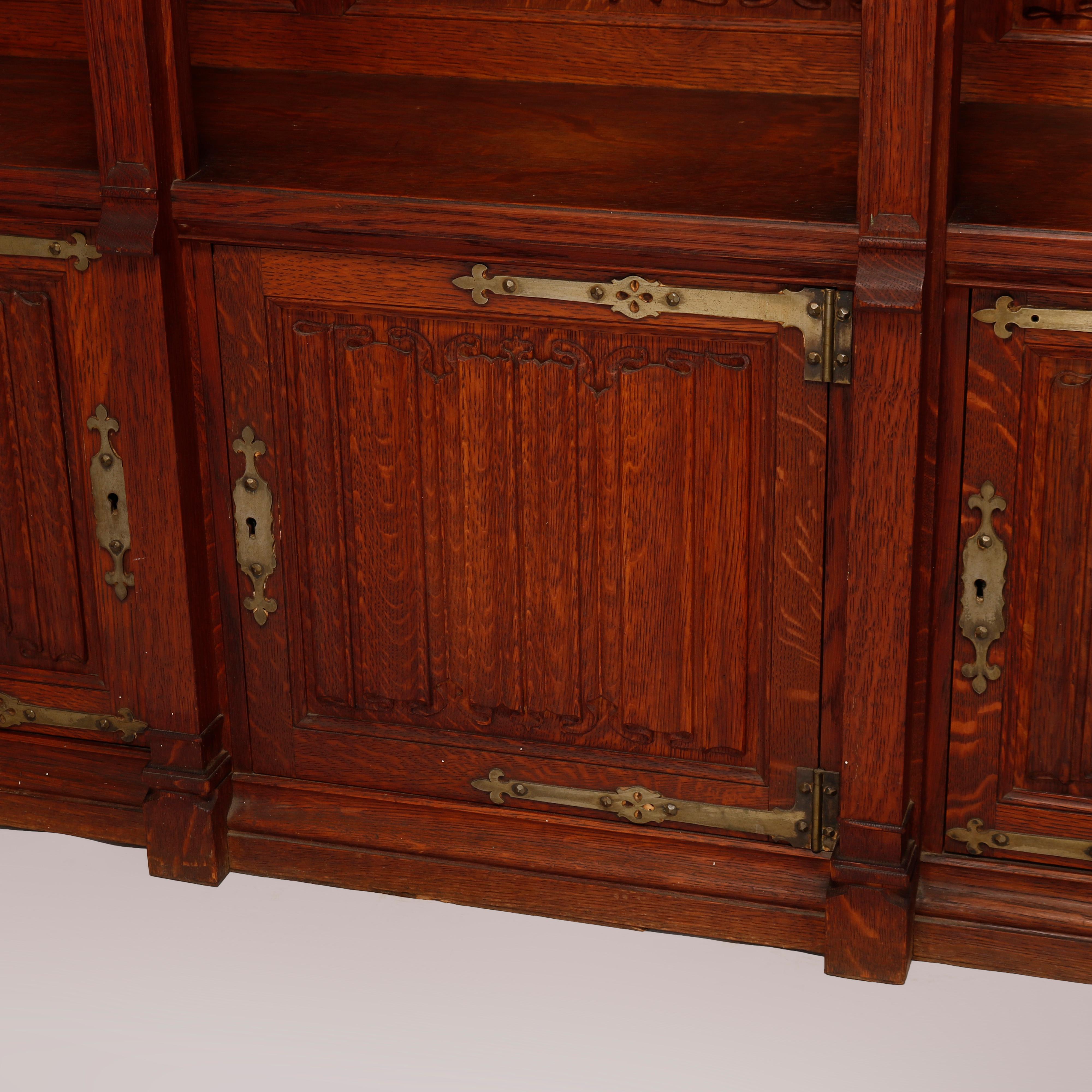 Antique Gothic Revival Kimbel & Cabus School Carved Oak Cabinet, 20th C 10
