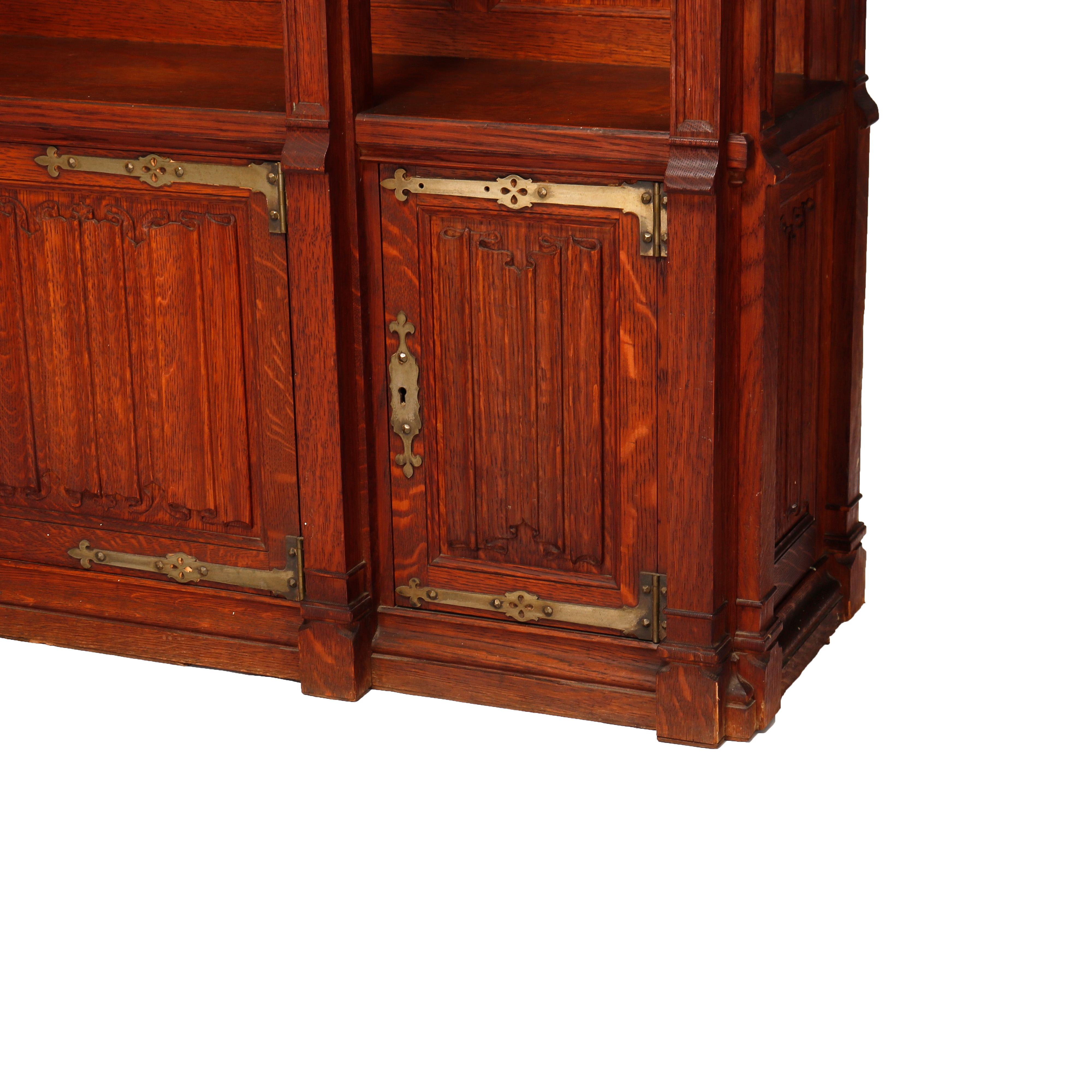 Antique Gothic Revival Kimbel & Cabus School Carved Oak Cabinet, 20th C 12