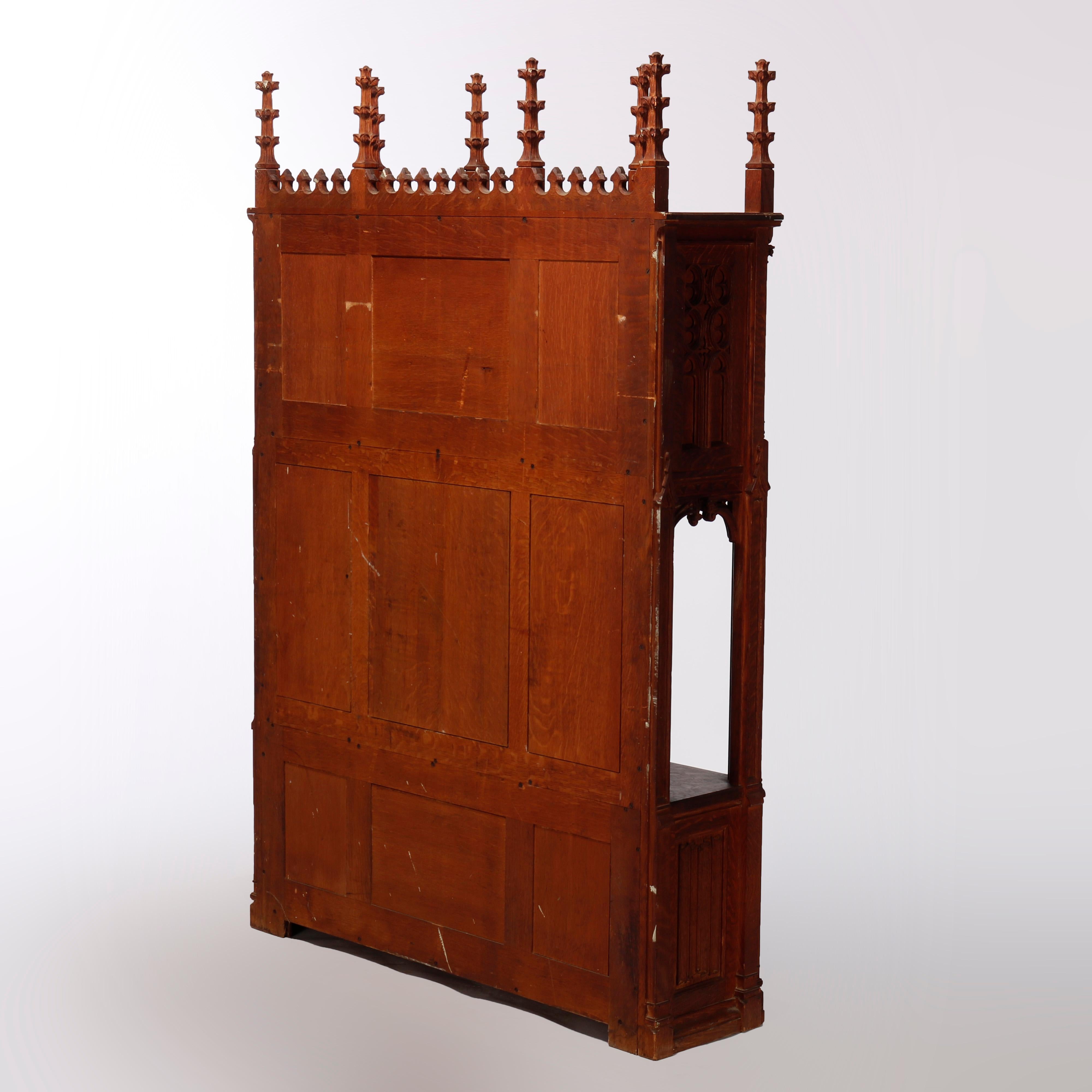 Antique Gothic Revival Kimbel & Cabus School Carved Oak Cabinet, 20th C 2