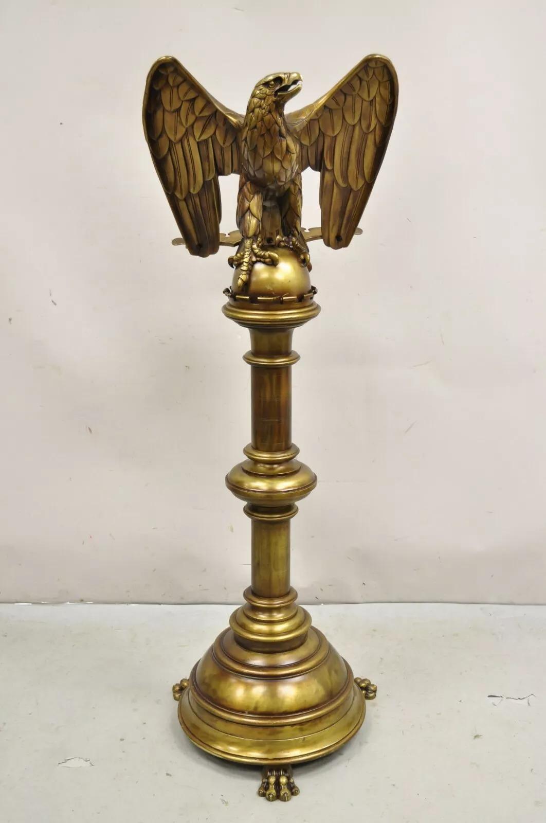 Antique Gothic Revival Large English Brass Bronze Eagle Church Lectern Podium 12