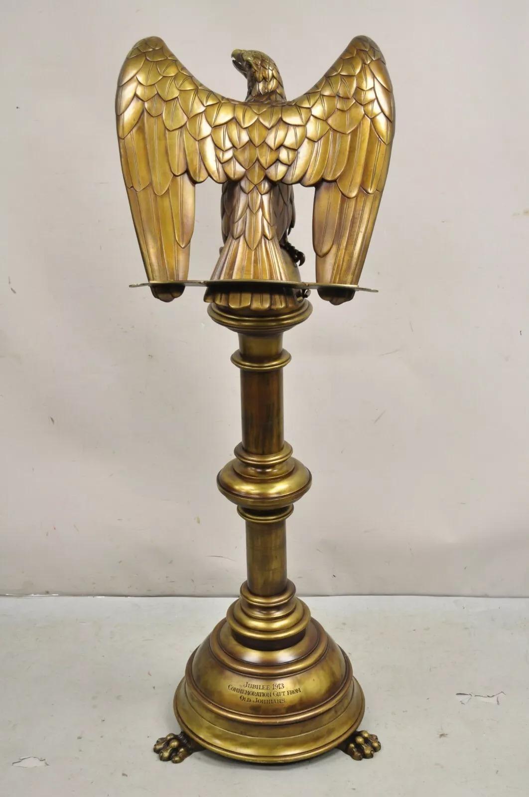 Unknown Antique Gothic Revival Large English Brass Bronze Eagle Church Lectern Podium