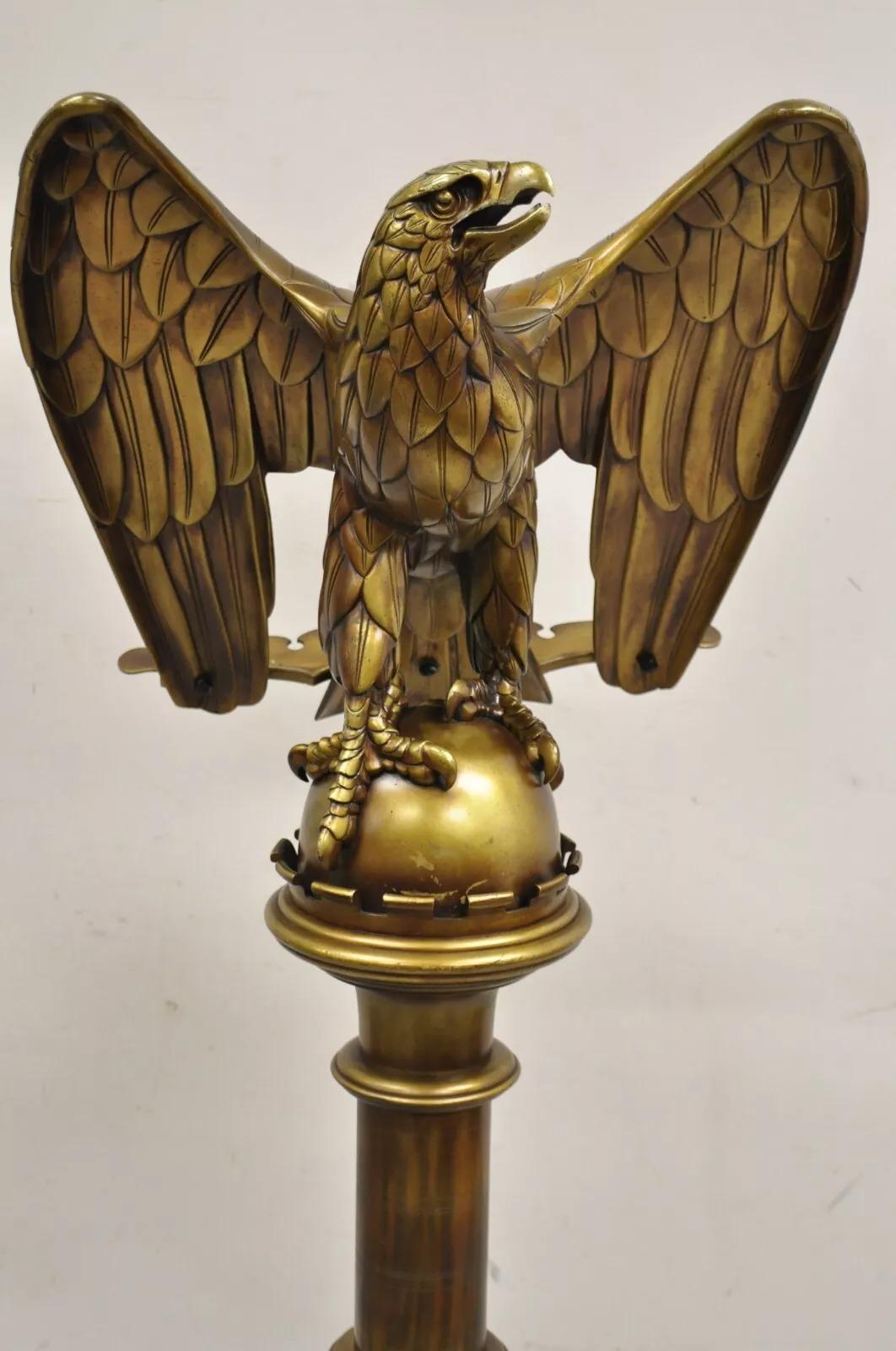 20th Century Antique Gothic Revival Large English Brass Bronze Eagle Church Lectern Podium