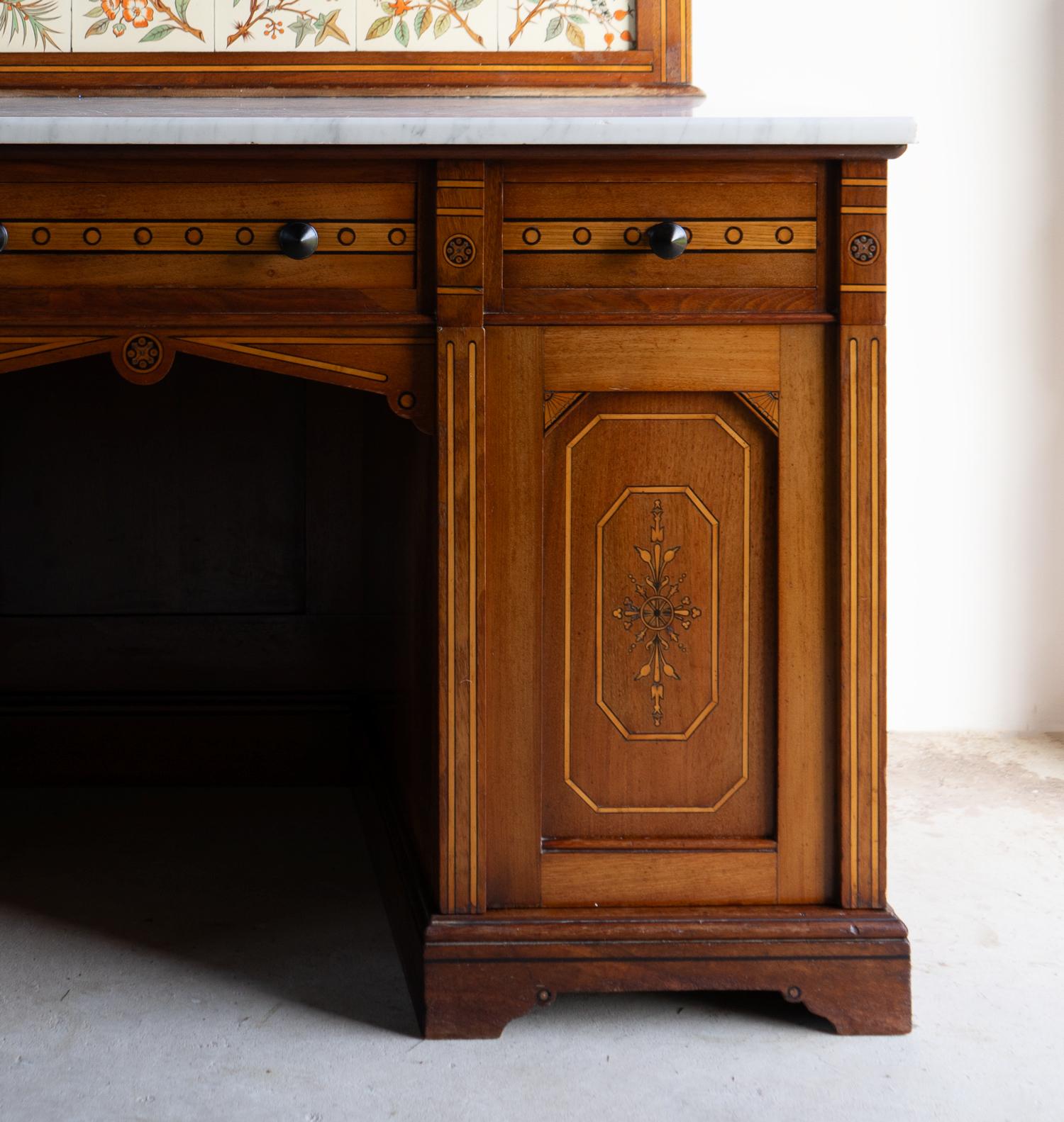 Antique Gothic Revival Marble Topped Washstand By Collier And Plucknett, 19Th C. 10