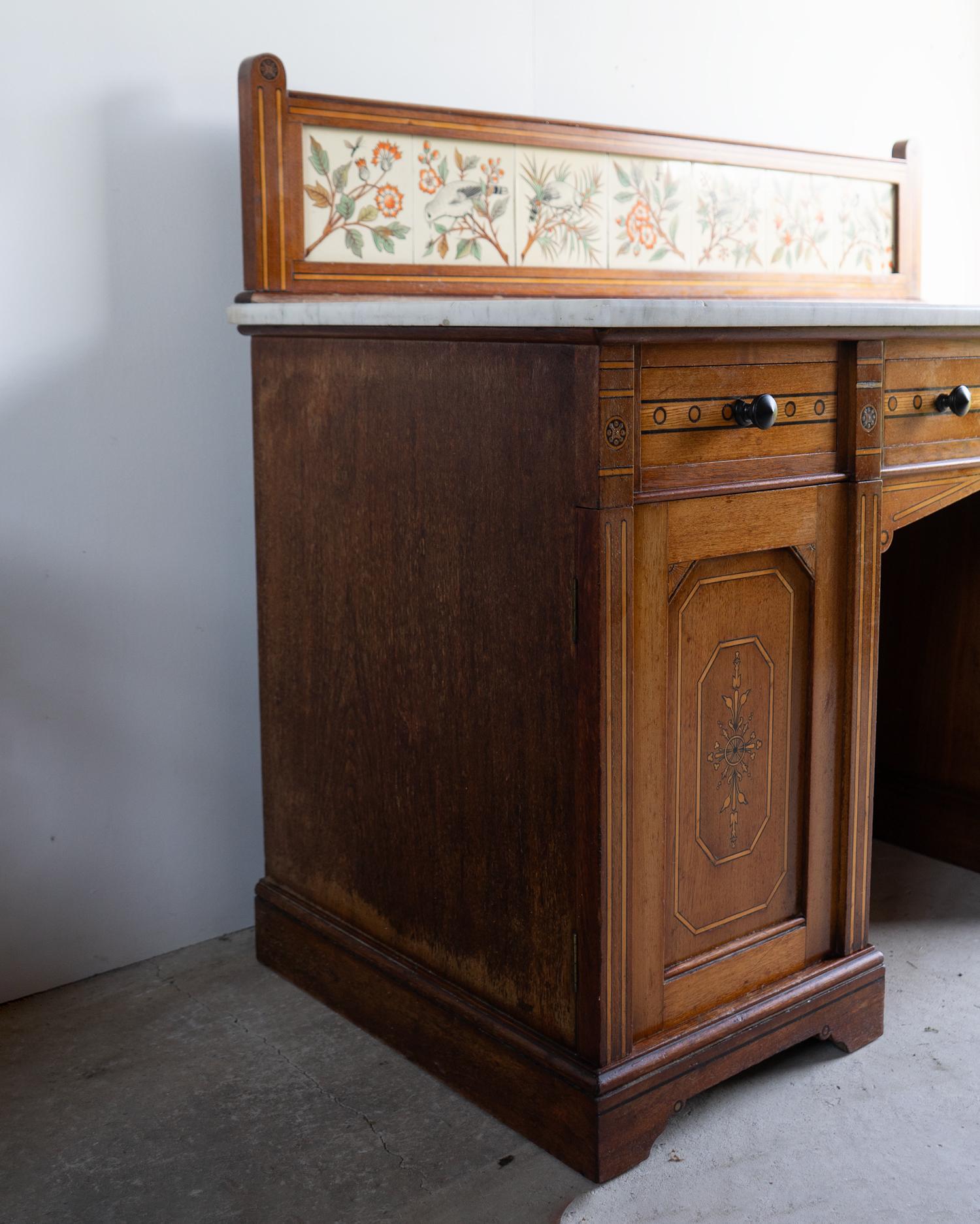 Antique Gothic Revival Marble Topped Washstand By Collier And Plucknett, 19Th C. 11