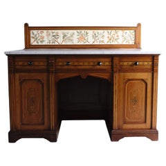 Antique Gothic Revival Marble Topped Washstand By Collier And Plucknett, 19Th C.