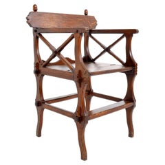 Antique Gothic Revival Metamorphic Oak Library Chair, A.W. Pugin, circa 1860