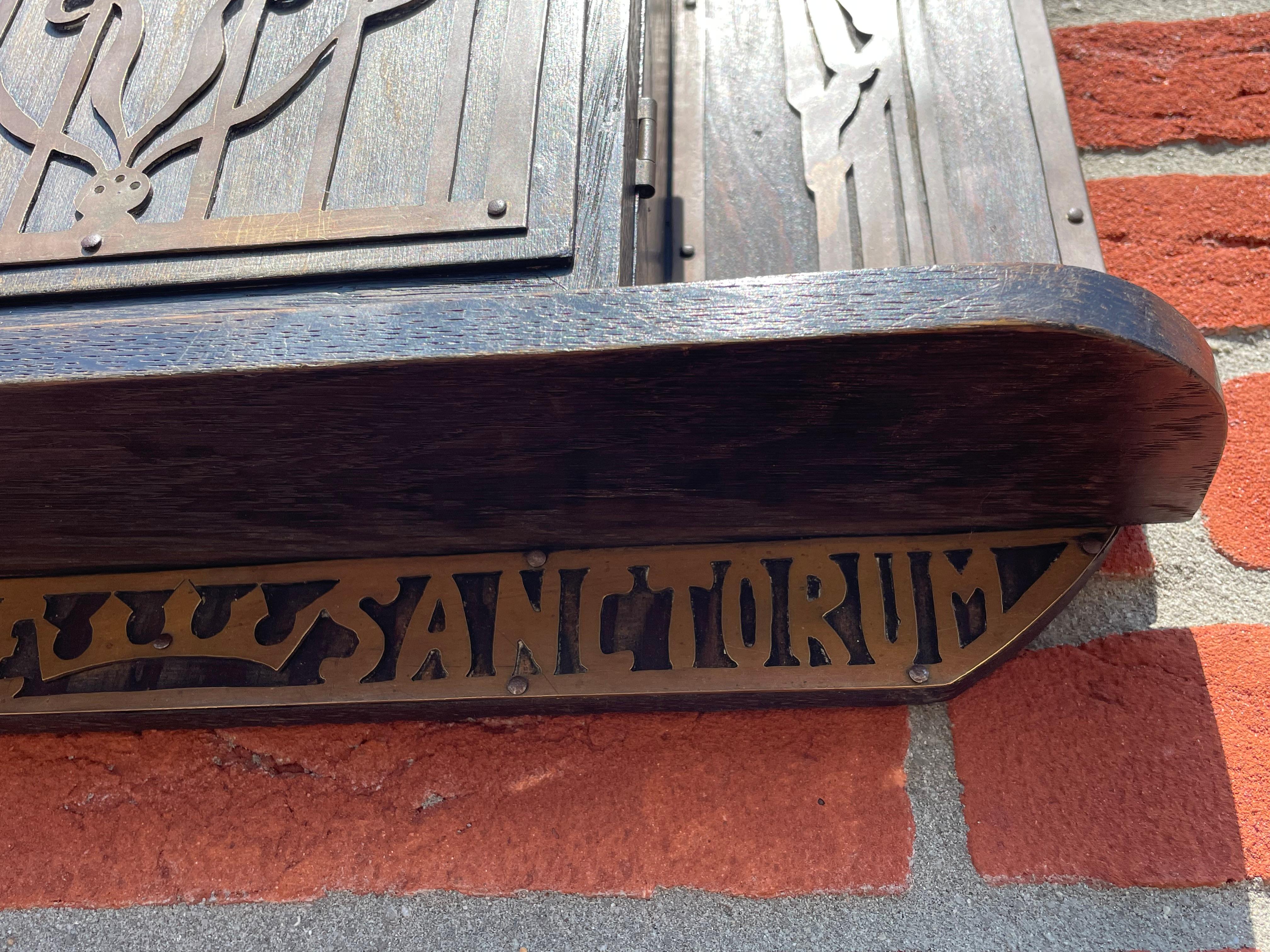 Antique Gothic Revival Reliquary Wall Cabinet Brass Angels Reliquiae Sanctorum 10