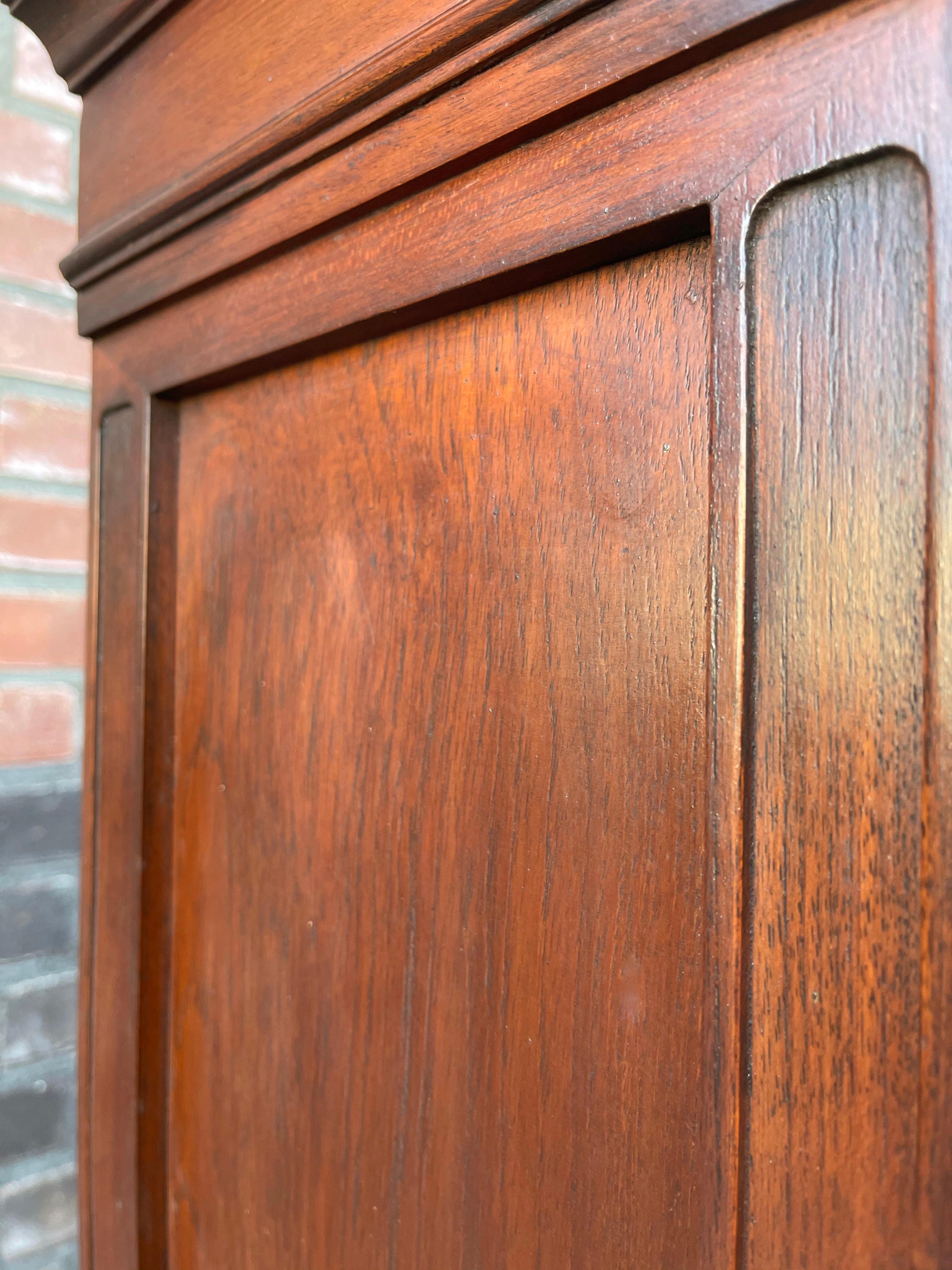 Antique Gothic Revival Solid Wood Hanging Wall Cabinet w. Church Windows 8