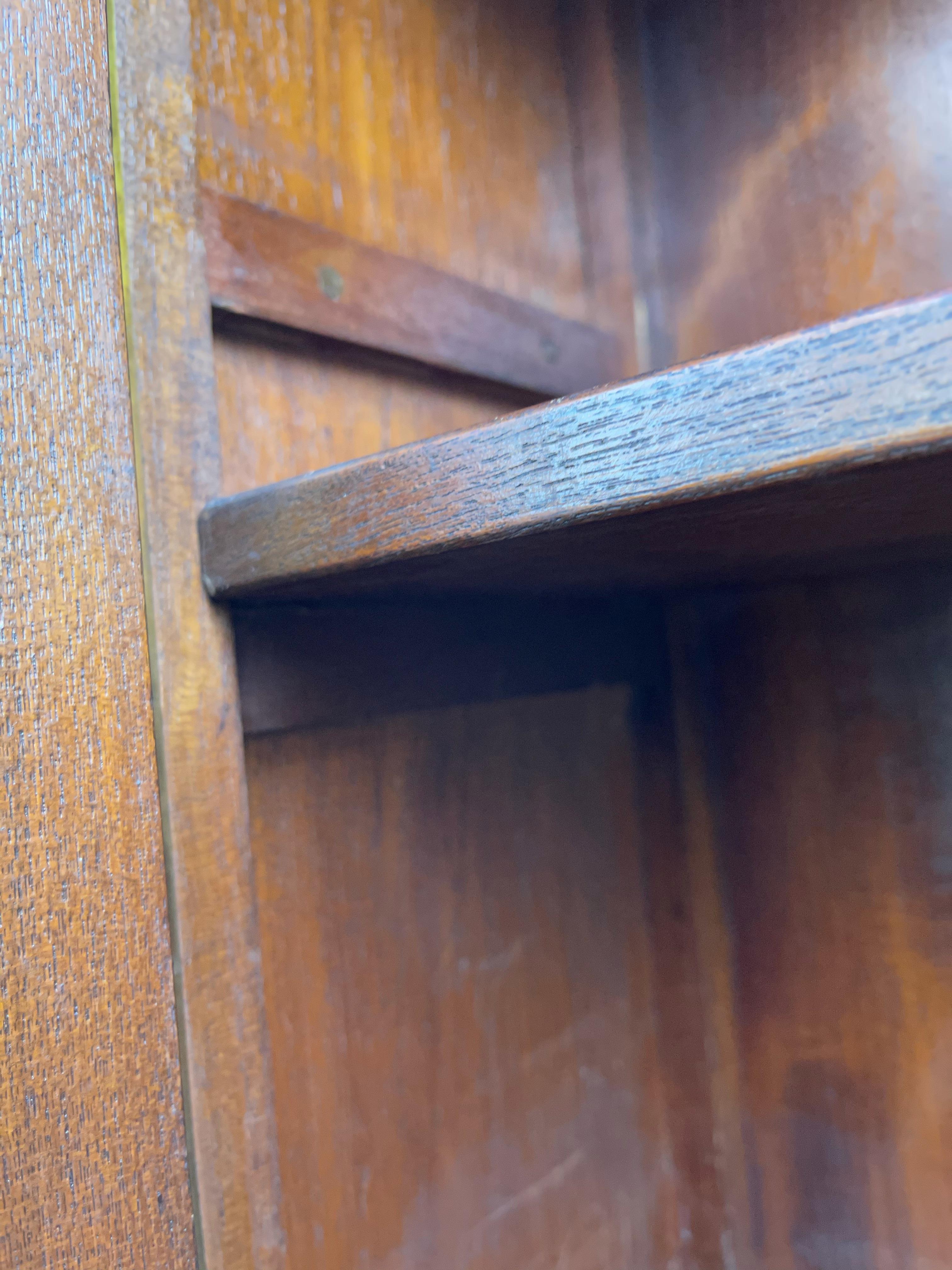 Antique Gothic Revival Solid Wood Hanging Wall Cabinet w. Church Windows In Good Condition In Lisse, NL