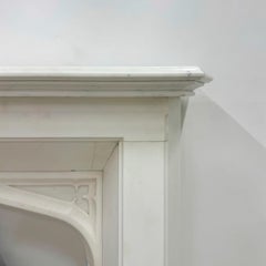 Antique Gothic Revival Statuary Marble Fireplace