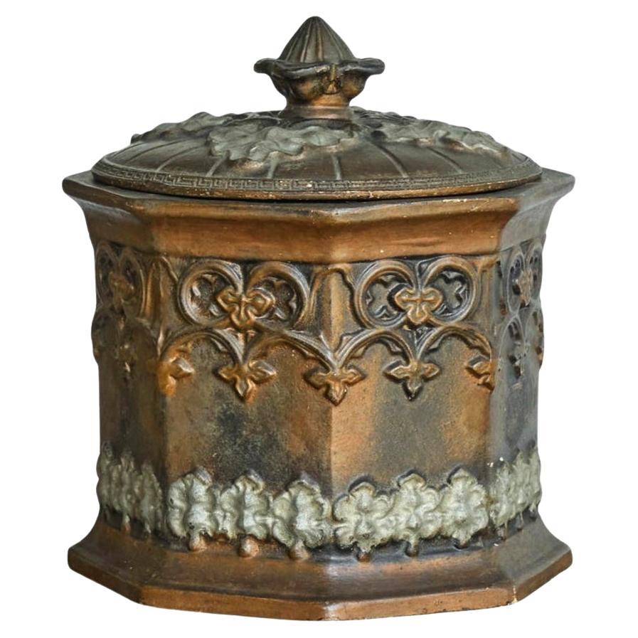 Antique Gothic Revival Style Lidded Tobacco Pot 19th Century For Sale