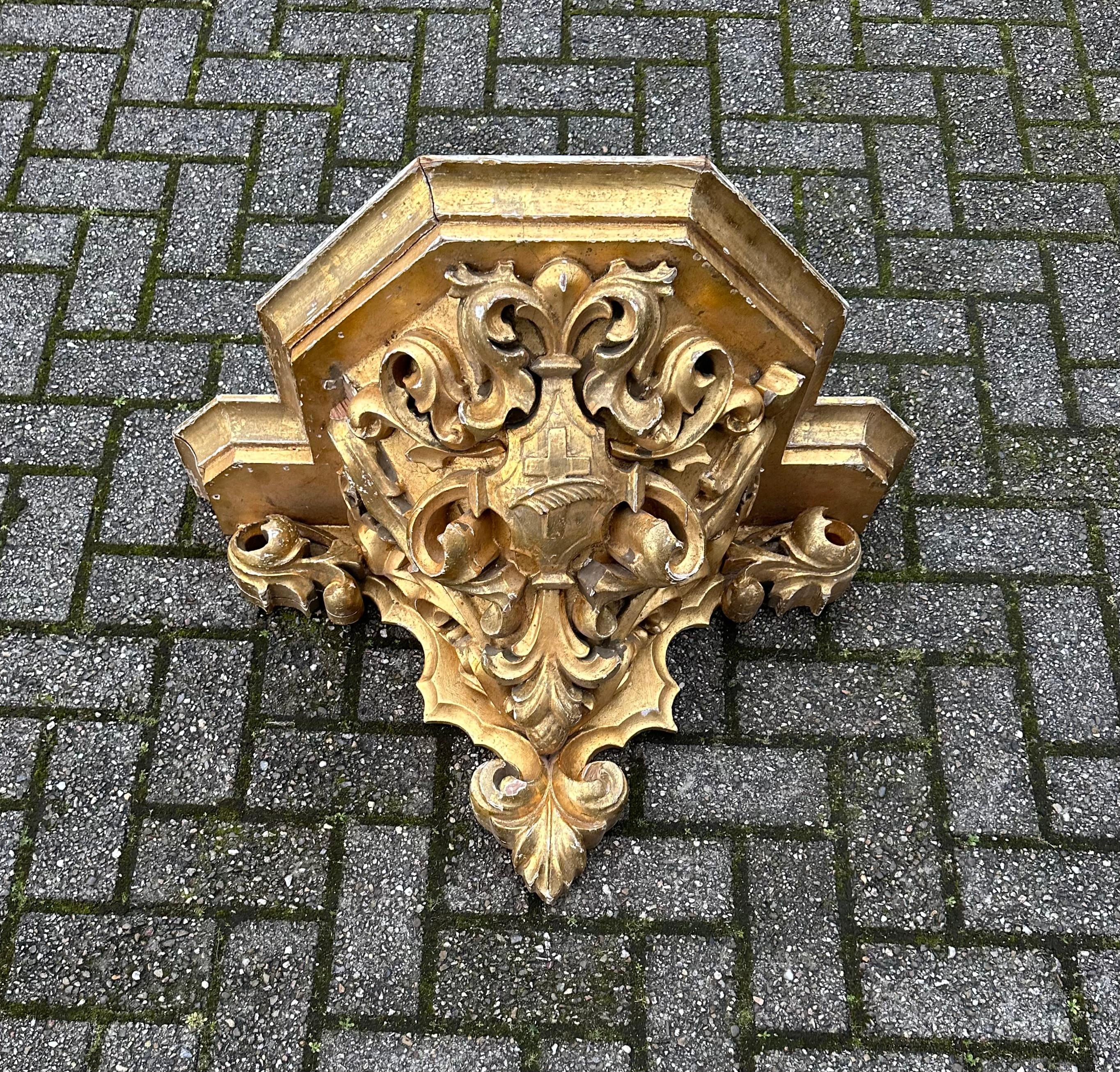 Deeply carved, extra large size, Gothic Revival corbel, bracket with a stunning patina.

Finding unique antiques that have just that little bit more than your average is what we always hope and strive to realize. This all handcrafted, Gothic Revival