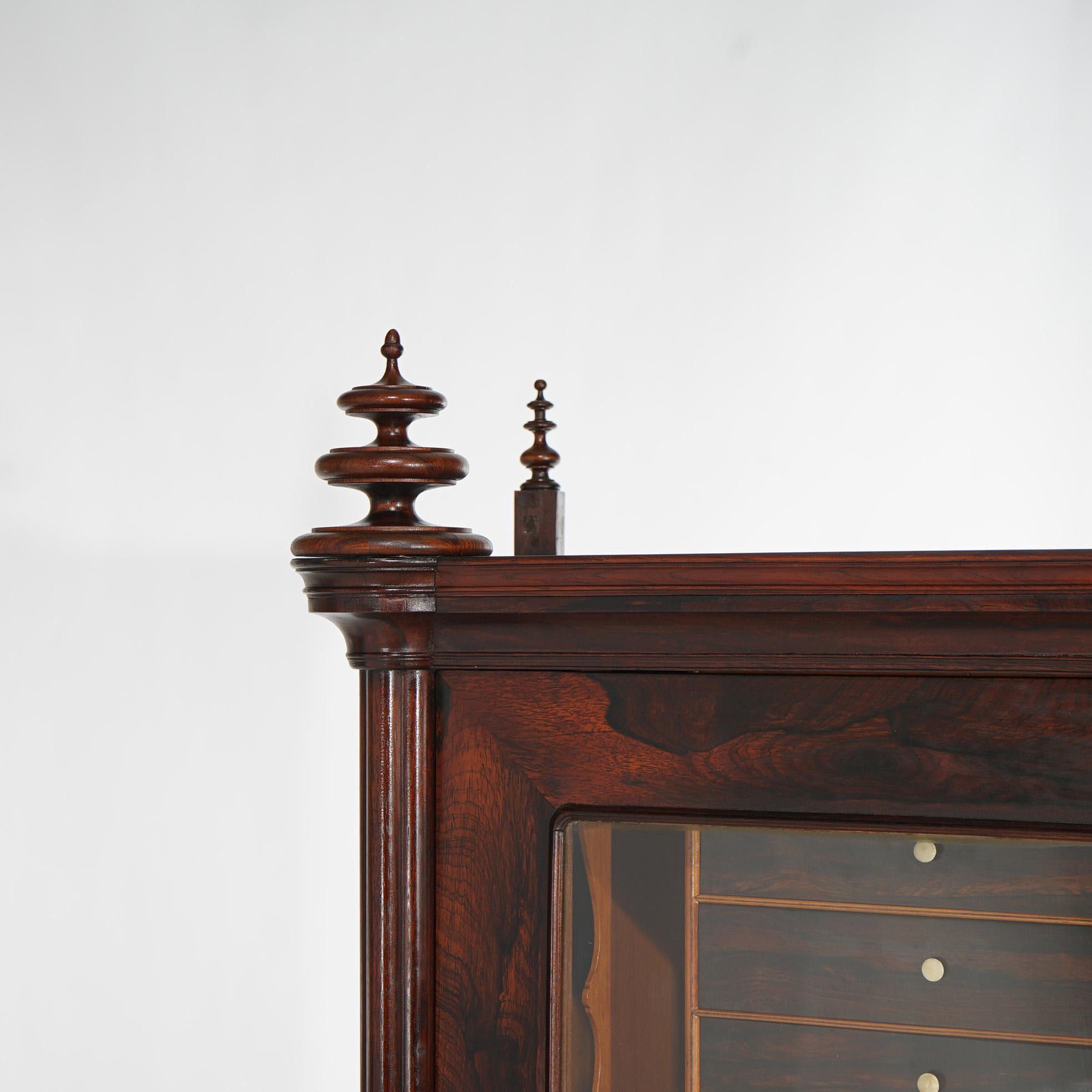 Antique Gothic Revival Victorian Rosewood & Marble Mirrored Secretary Desk C1850 5