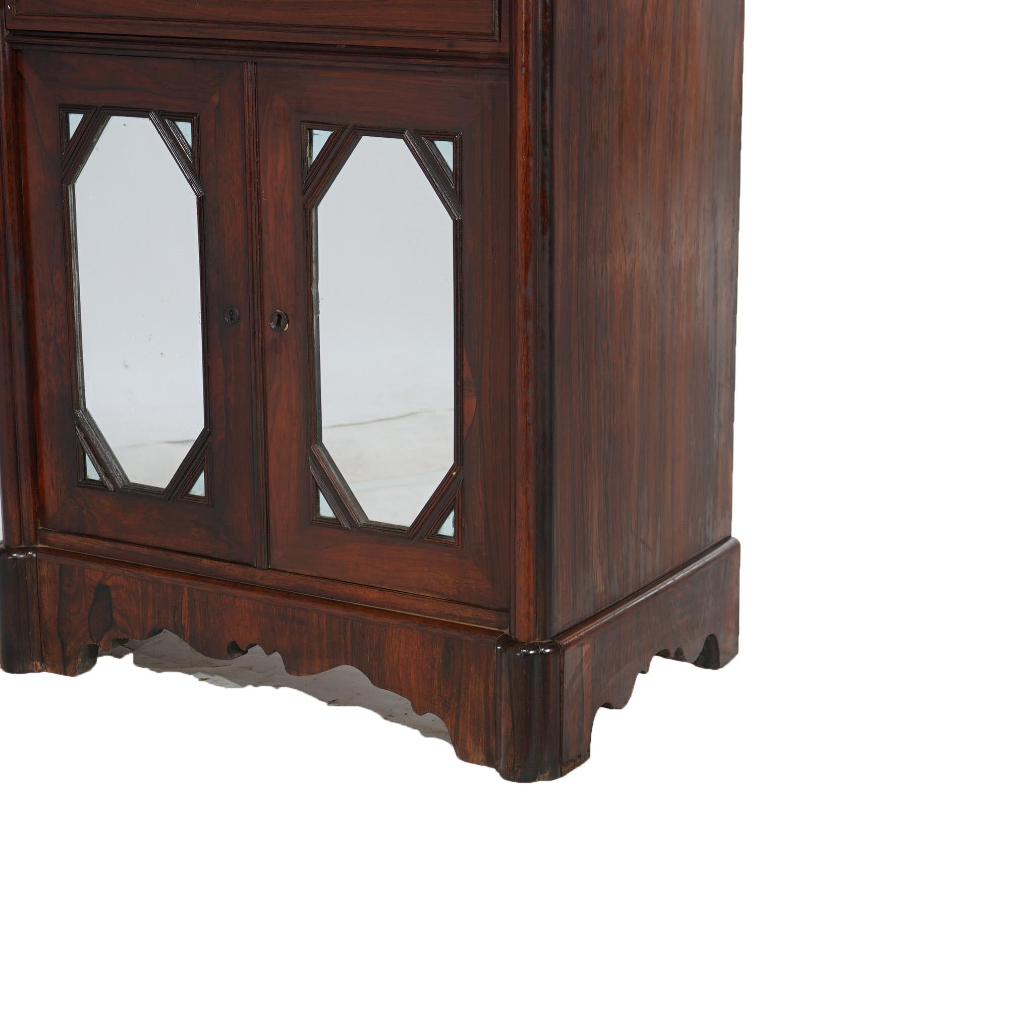 Antique Gothic Revival Victorian Rosewood & Marble Mirrored Secretary Desk C1850 For Sale 9