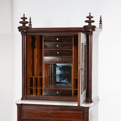 Antique Gothic Revival Victorian Rosewood & Marble Mirrored Secretary Desk C1850