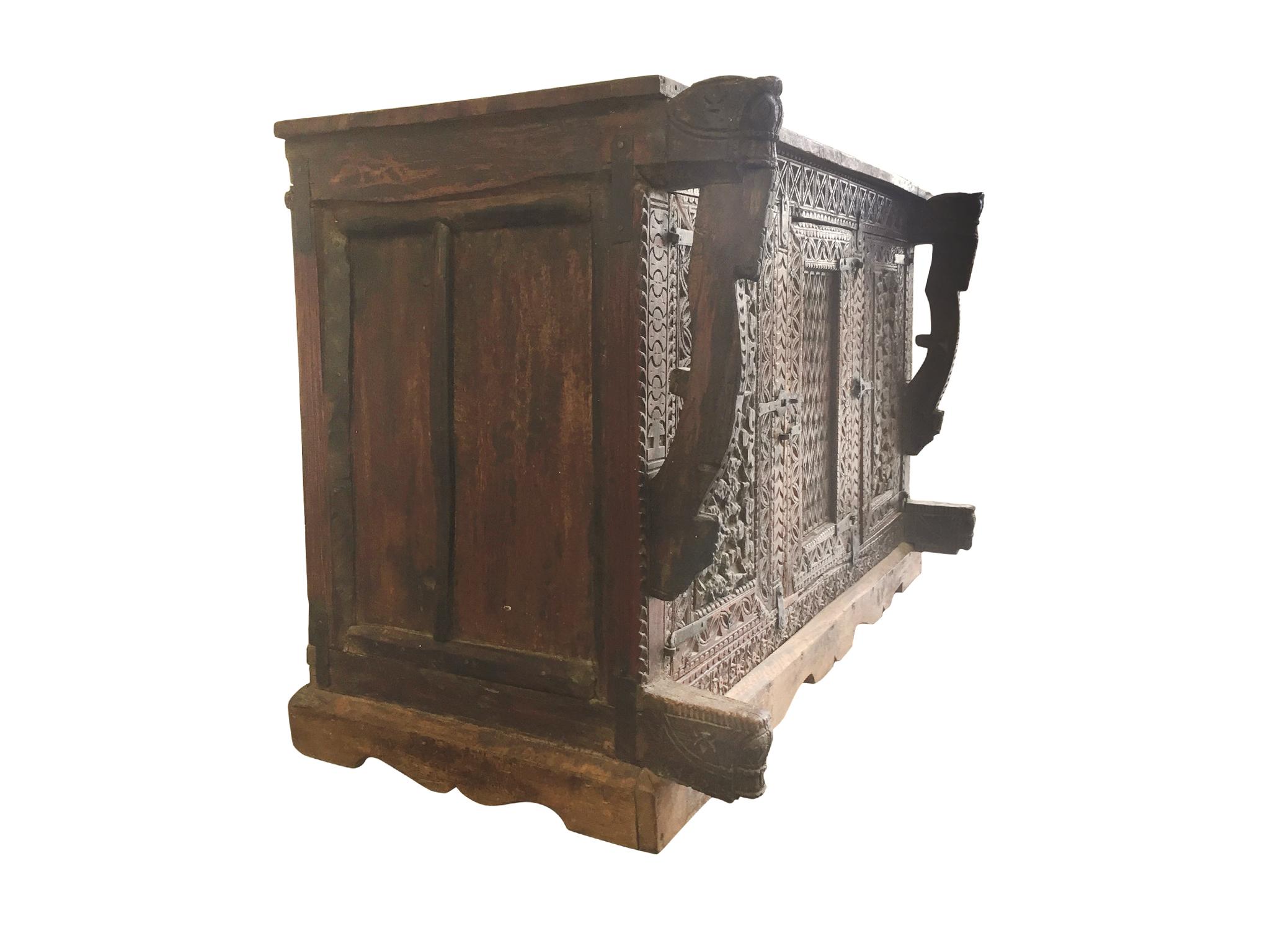 European Antique Gothic Revival Walnut Cabinet