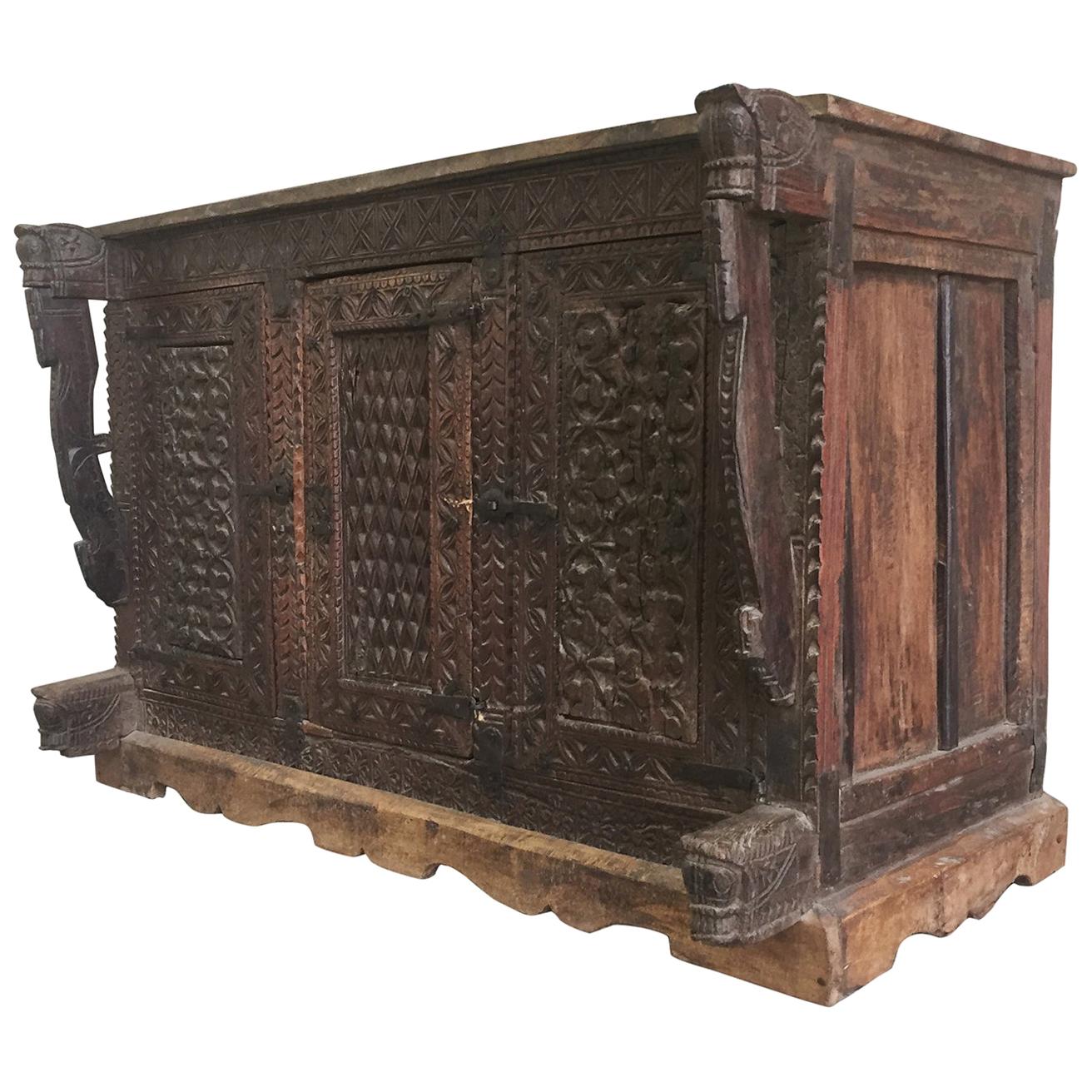 Antique Gothic Revival Walnut Cabinet