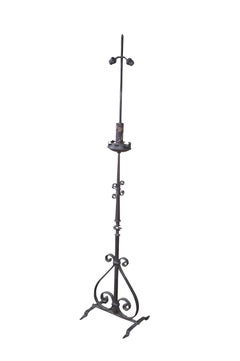 Antique Gothic Revival Wrought Iron Torchiere Altar Candle Stand Floor Lamp 70"