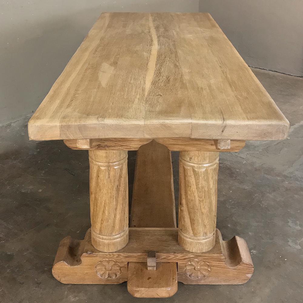 Antique Gothic Rustic Stripped Oak Dining Table 2