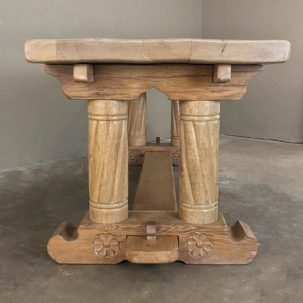 Antique Gothic Rustic Stripped Oak Dining Table 3