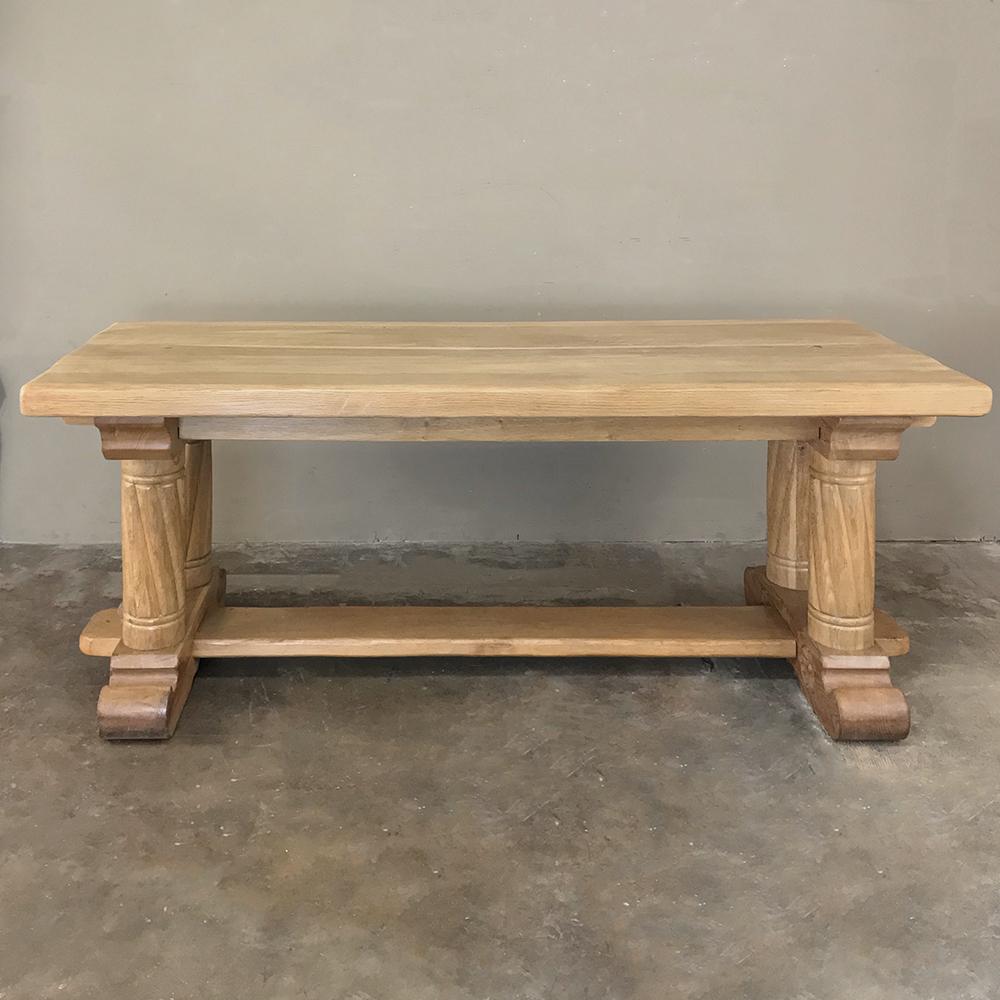 Gothic Revival Antique Gothic Rustic Stripped Oak Dining Table