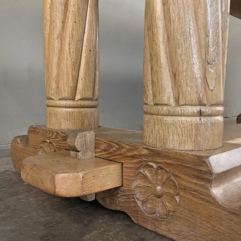 Hand-Crafted Antique Gothic Rustic Stripped Oak Dining Table