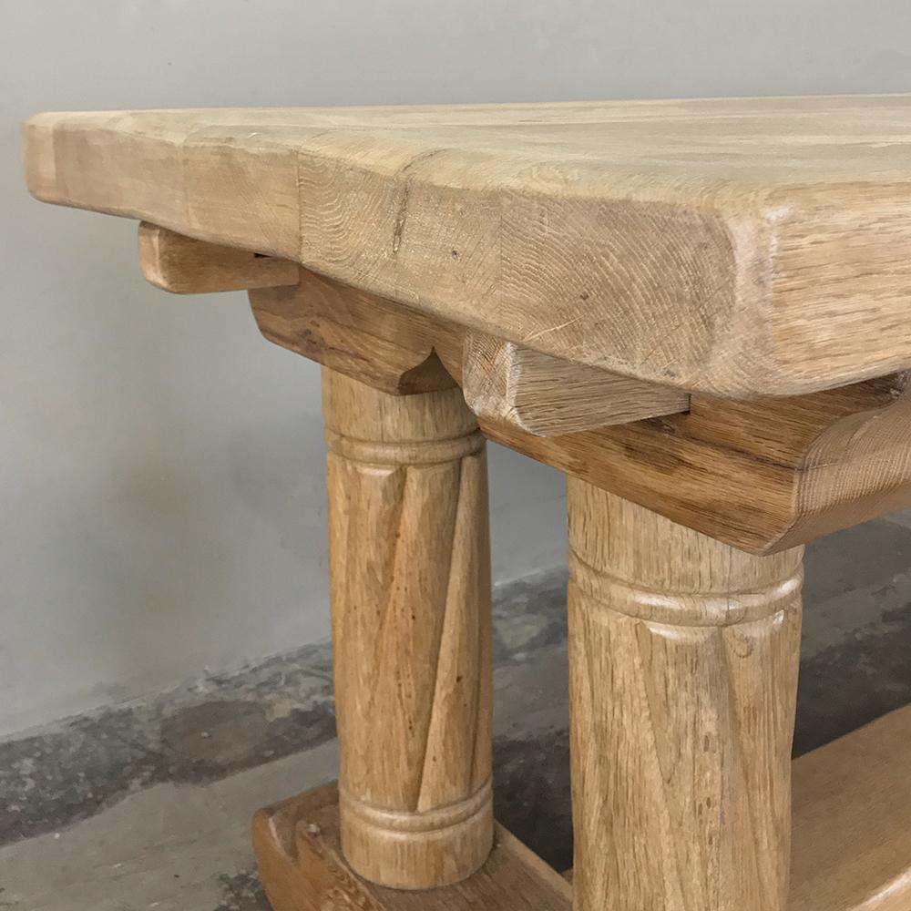 Antique Gothic Rustic Stripped Oak Dining Table In Good Condition In Dallas, TX