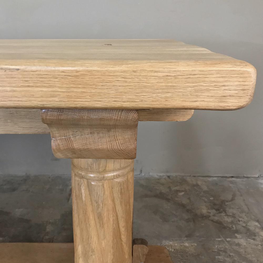 20th Century Antique Gothic Rustic Stripped Oak Dining Table